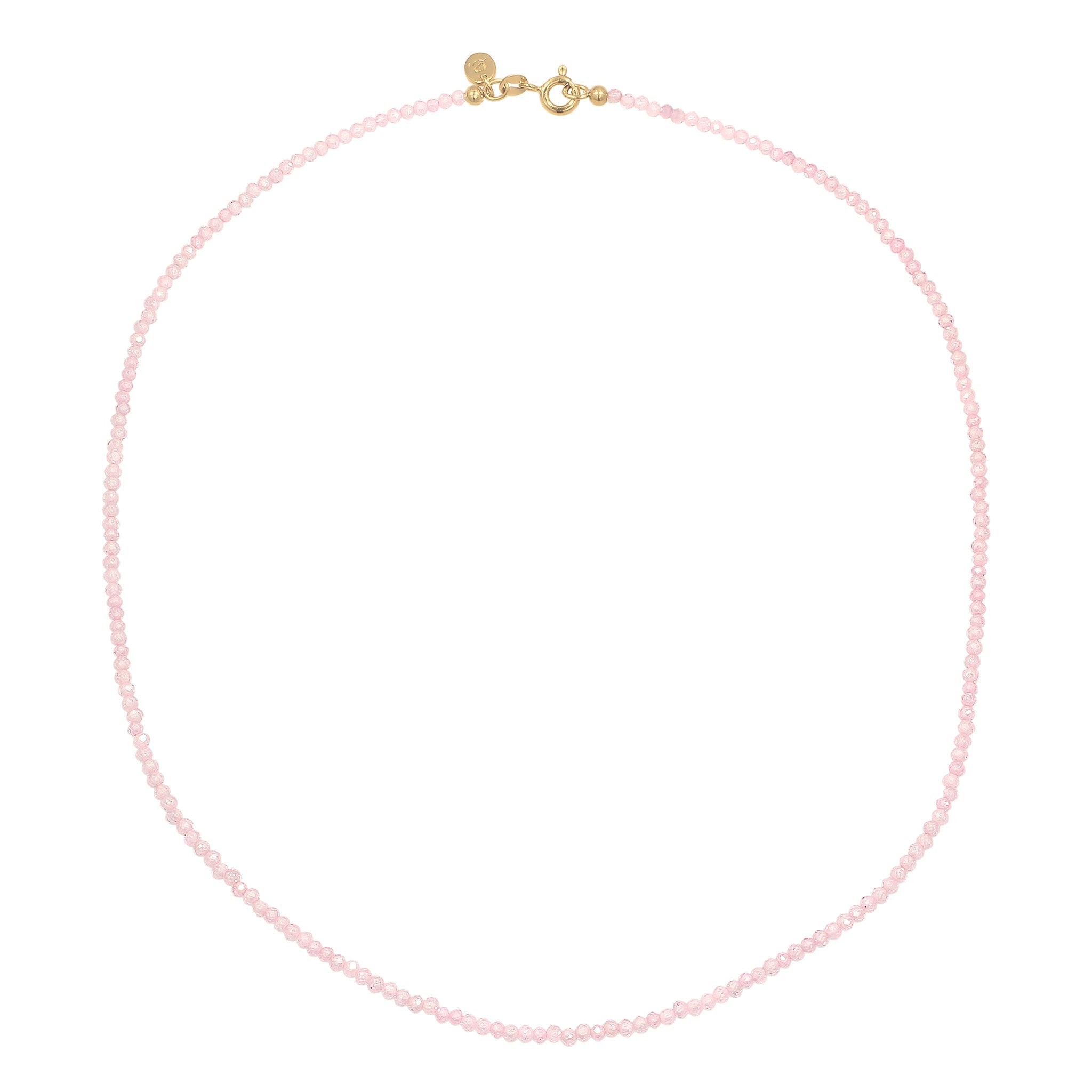 Pink - Elli PREMIUM | Halskette Perlen | Quarz (Rosa) | 925 Sterling Silber vergoldet