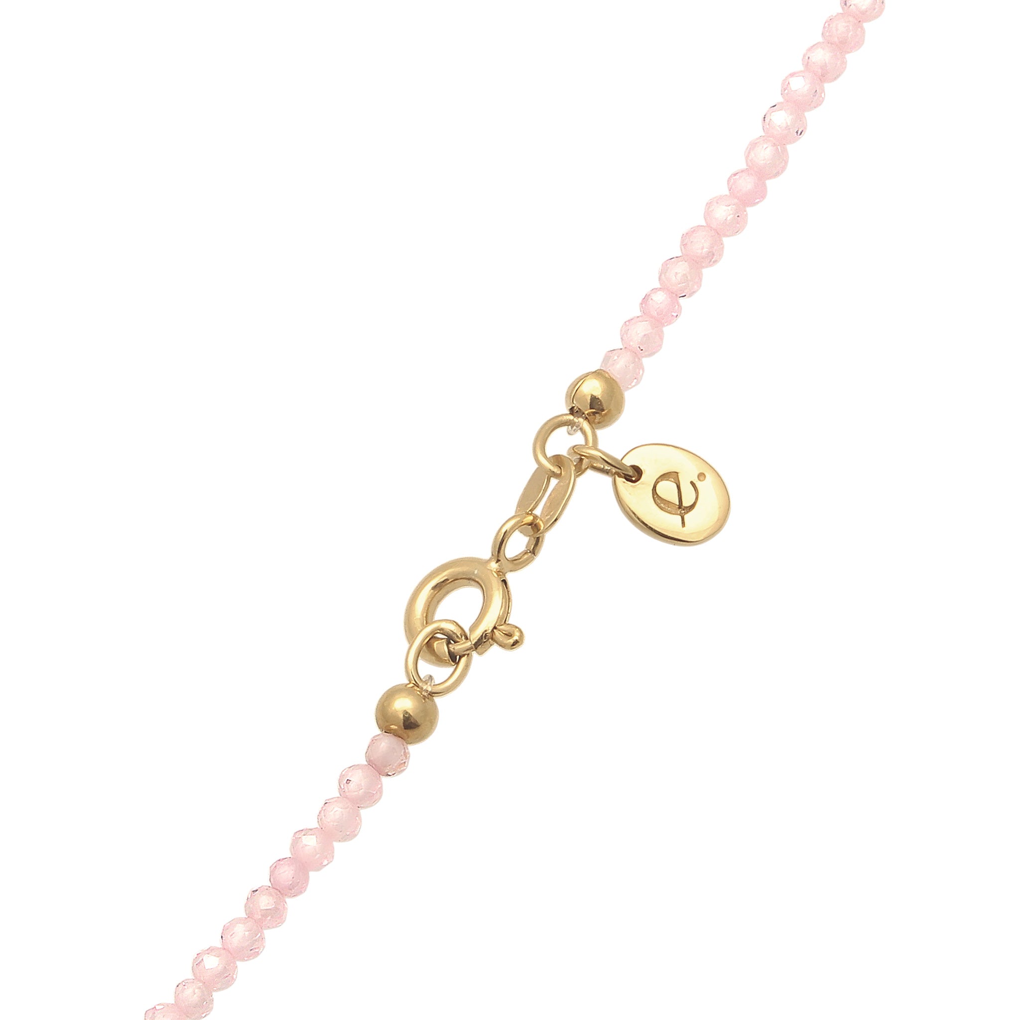 Pink - Elli PREMIUM | Halskette Perlen | Quarz (Rosa) | 925 Sterling Silber vergoldet