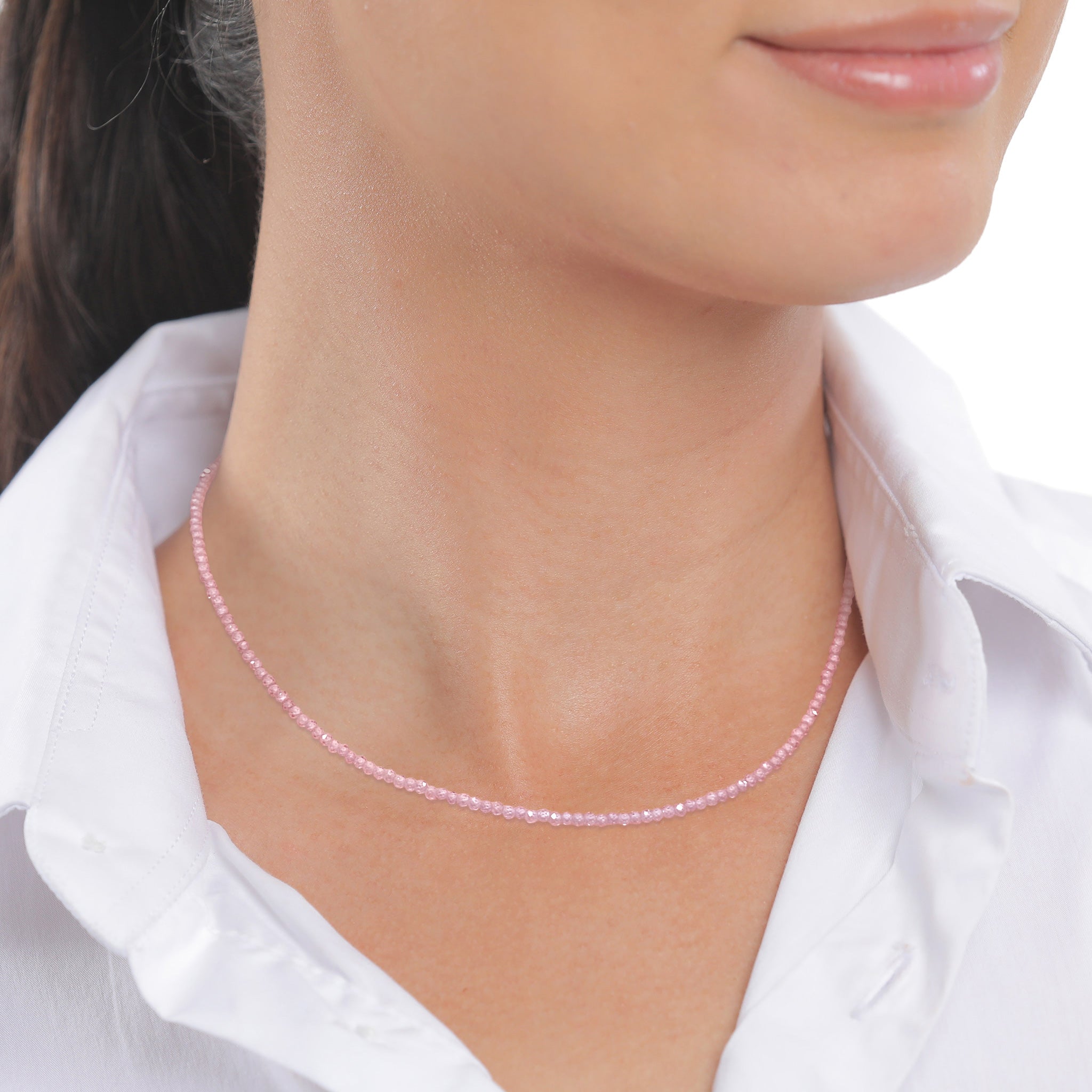 Pink - Elli PREMIUM | Halskette Perlen | Quarz (Rosa) | 925 Sterling Silber vergoldet