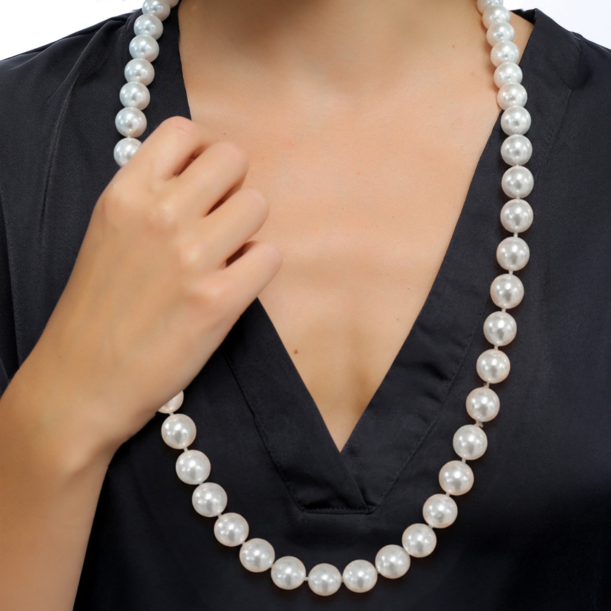 Weiß - Elli PREMIUM | Halskette | Muschelperlen (Weiß) | Rayon