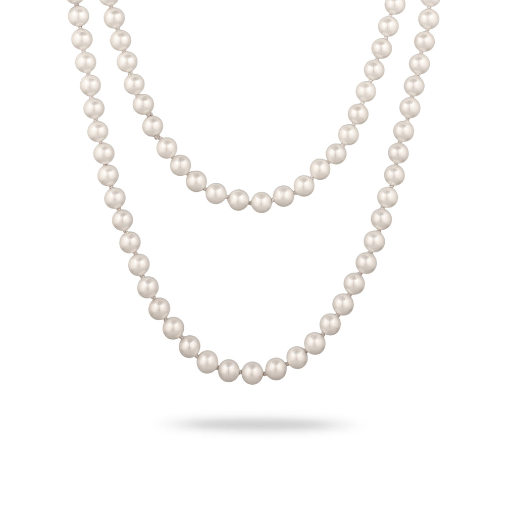 Weiß - Elli PREMIUM | Layer-Halskette | Muschelperlen (Weiß) | Rayon