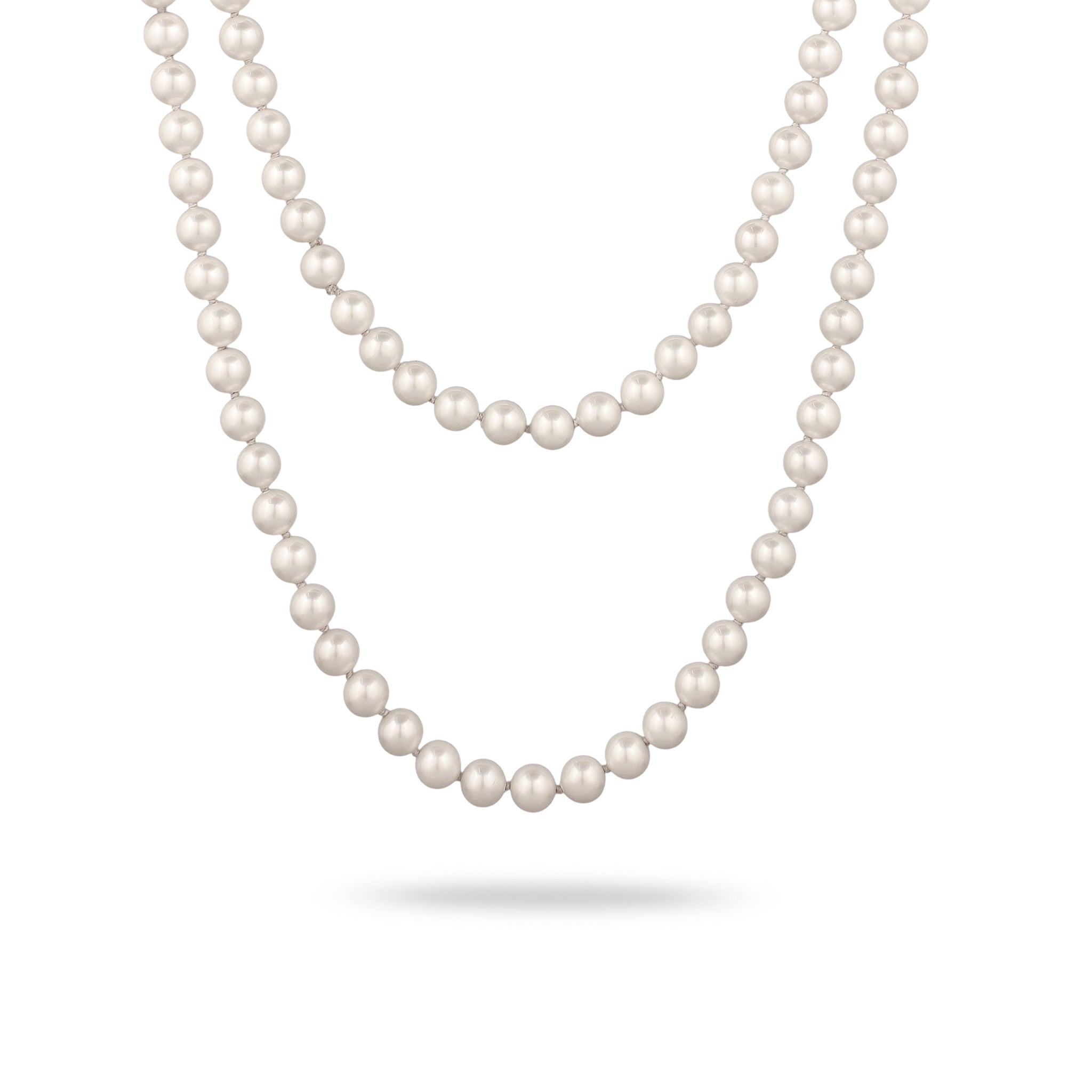 Weiß - Elli PREMIUM | Layer-Halskette | Muschelperlen (Weiß) | Rayon