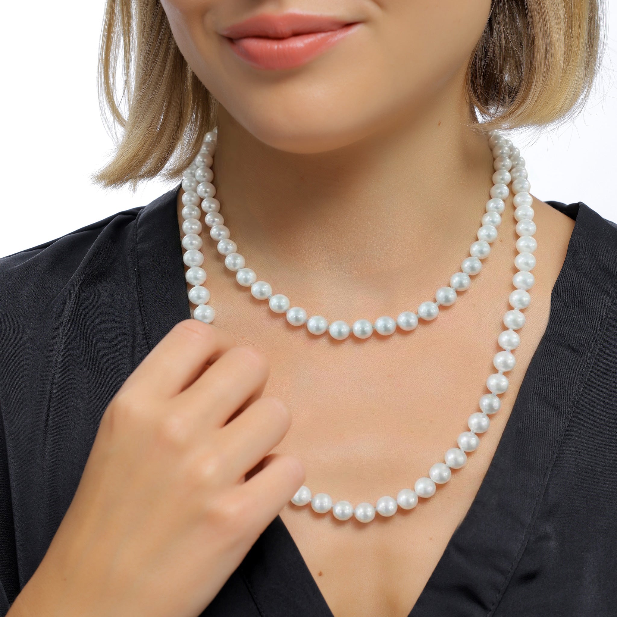 Weiß - Elli PREMIUM | Layer-Halskette | Muschelperlen (Weiß) | Rayon