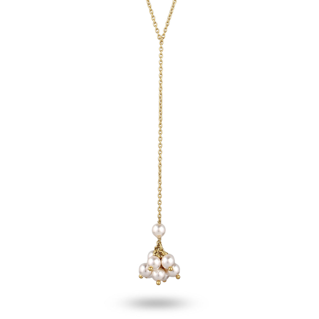 Gold - Elli | Y-Halskette | Mit Perlen von Swarovski® (Weiß) | 925 Sterling Silber vergoldet