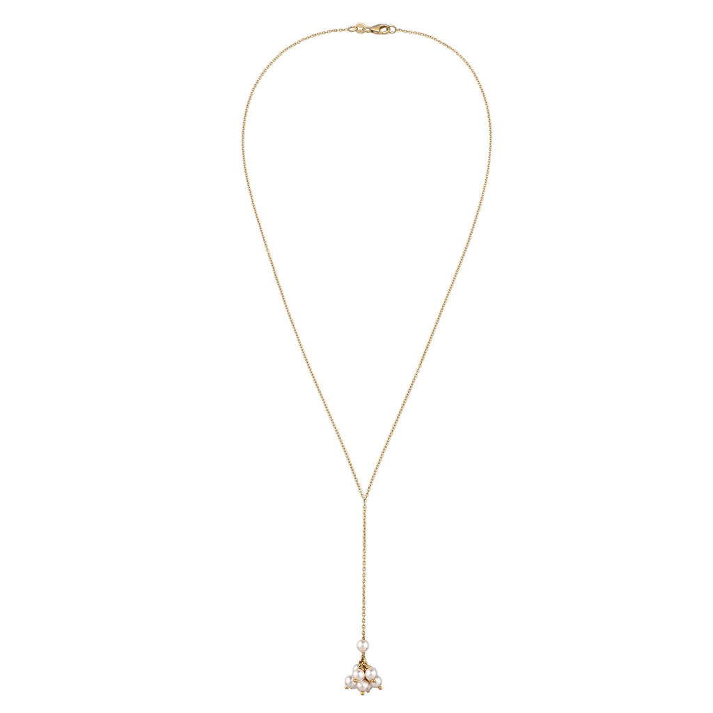 Gold - Elli | Y-Halskette | Mit Perlen von Swarovski® (Weiß) | 925 Sterling Silber vergoldet
