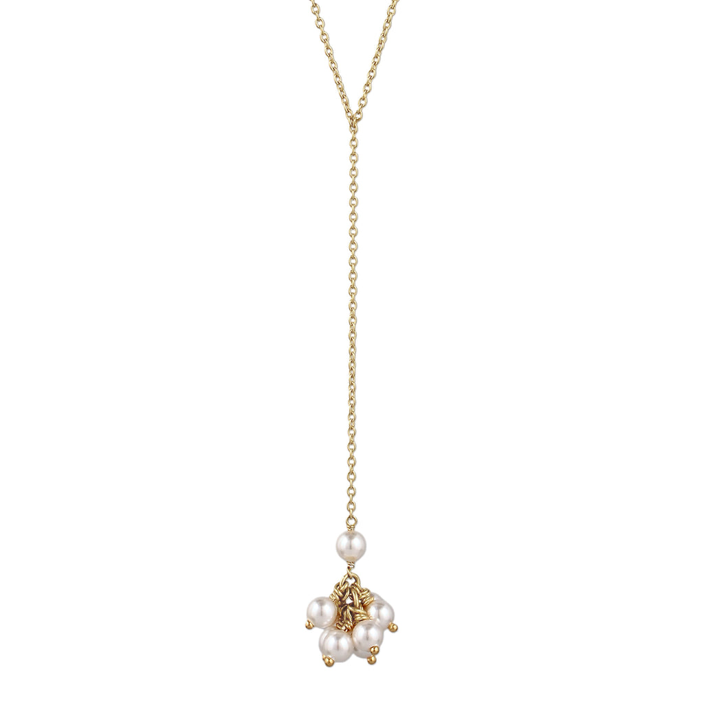 Gold - Elli | Y-Halskette | Mit Perlen von Swarovski® (Weiß) | 925 Sterling Silber vergoldet