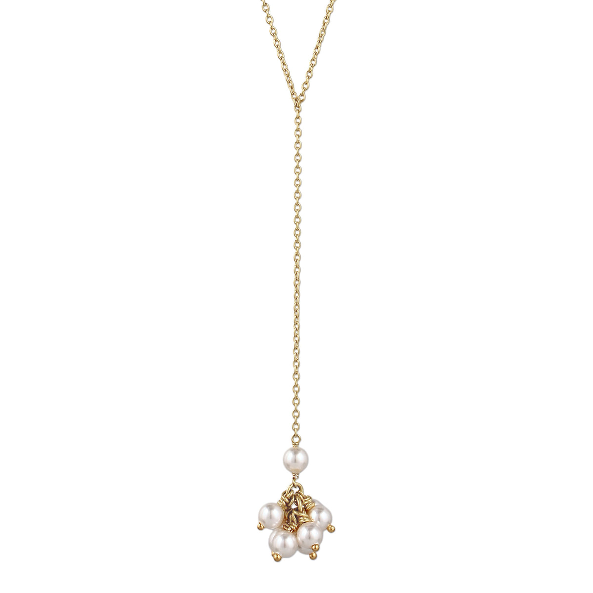 Gold - Elli | Y-Halskette | Mit Perlen von Swarovski® (Weiß) | 925 Sterling Silber vergoldet