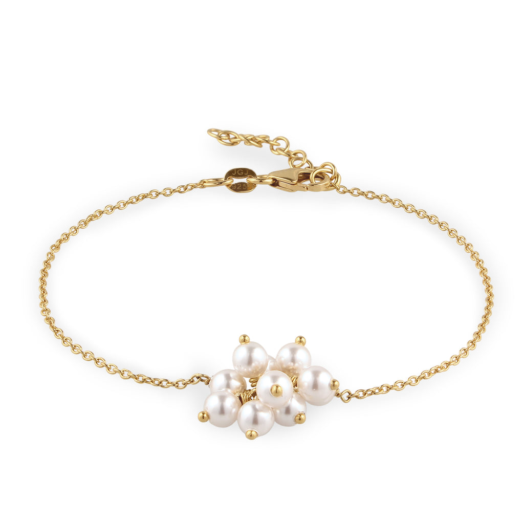Gold - Elli | Armband | Mit Perlen von Swarovski® (Weiß) | 925 Sterling Silber vergoldet