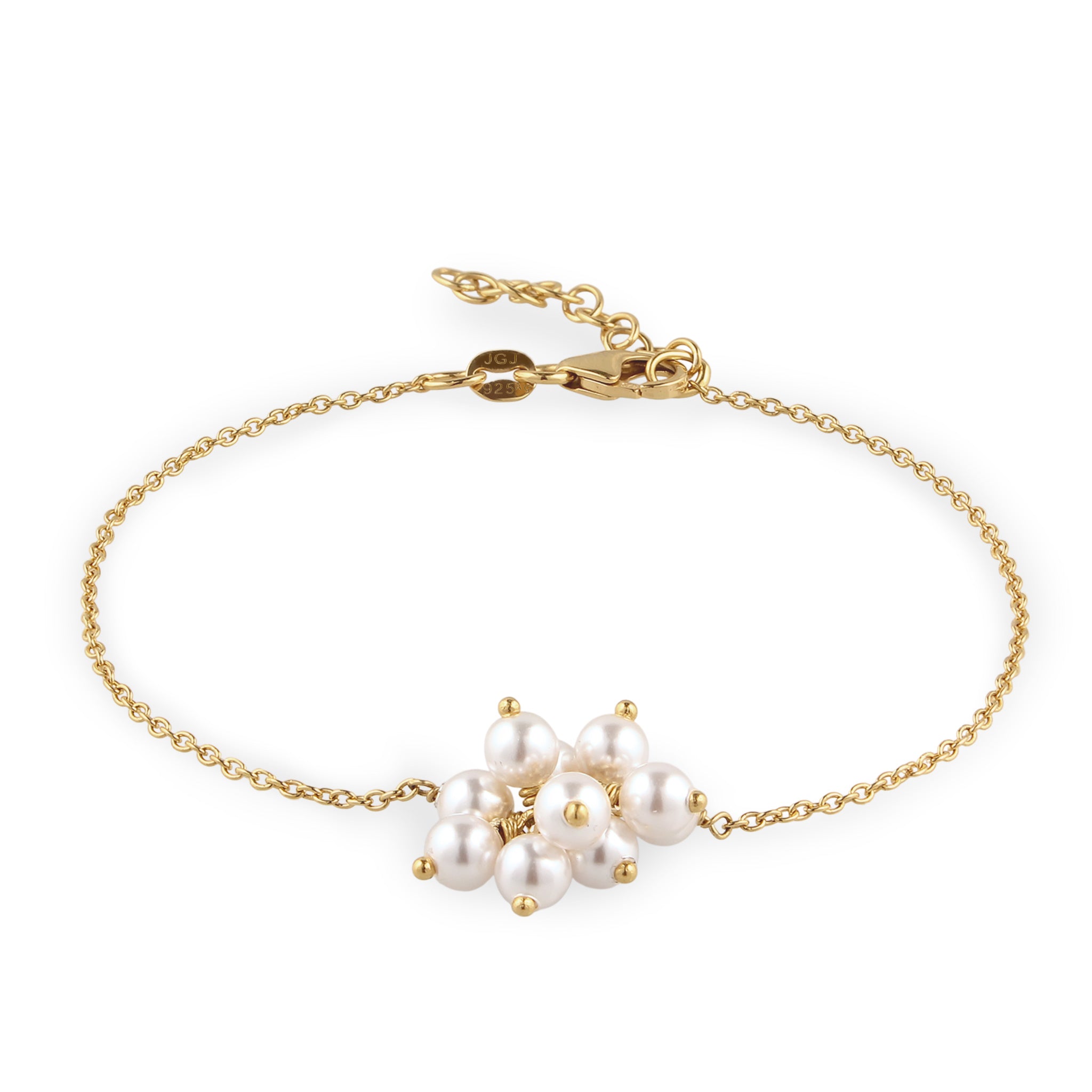 Gold - Elli | Armband | Mit Perlen von Swarovski® (Weiß) | 925 Sterling Silber vergoldet