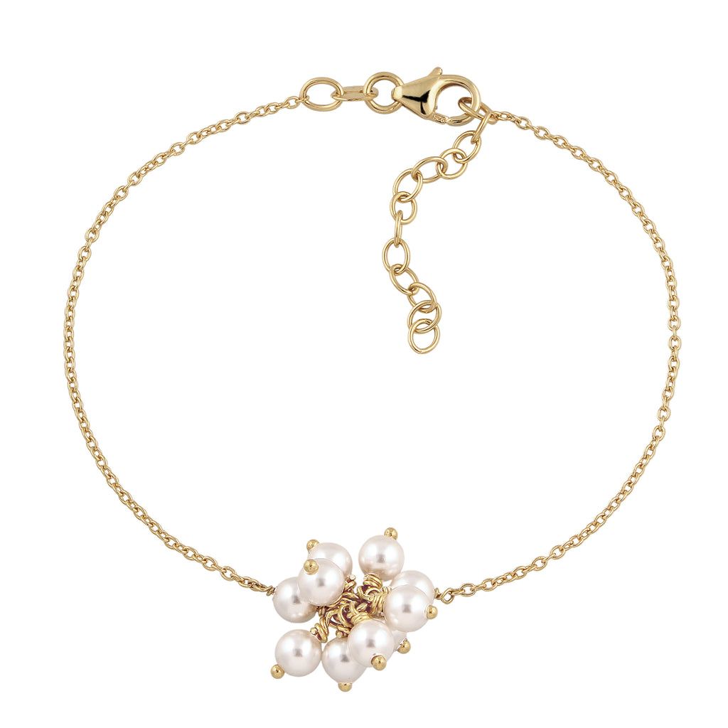 Gold - Elli | Armband | Mit Perlen von Swarovski® (Weiß) | 925 Sterling Silber vergoldet