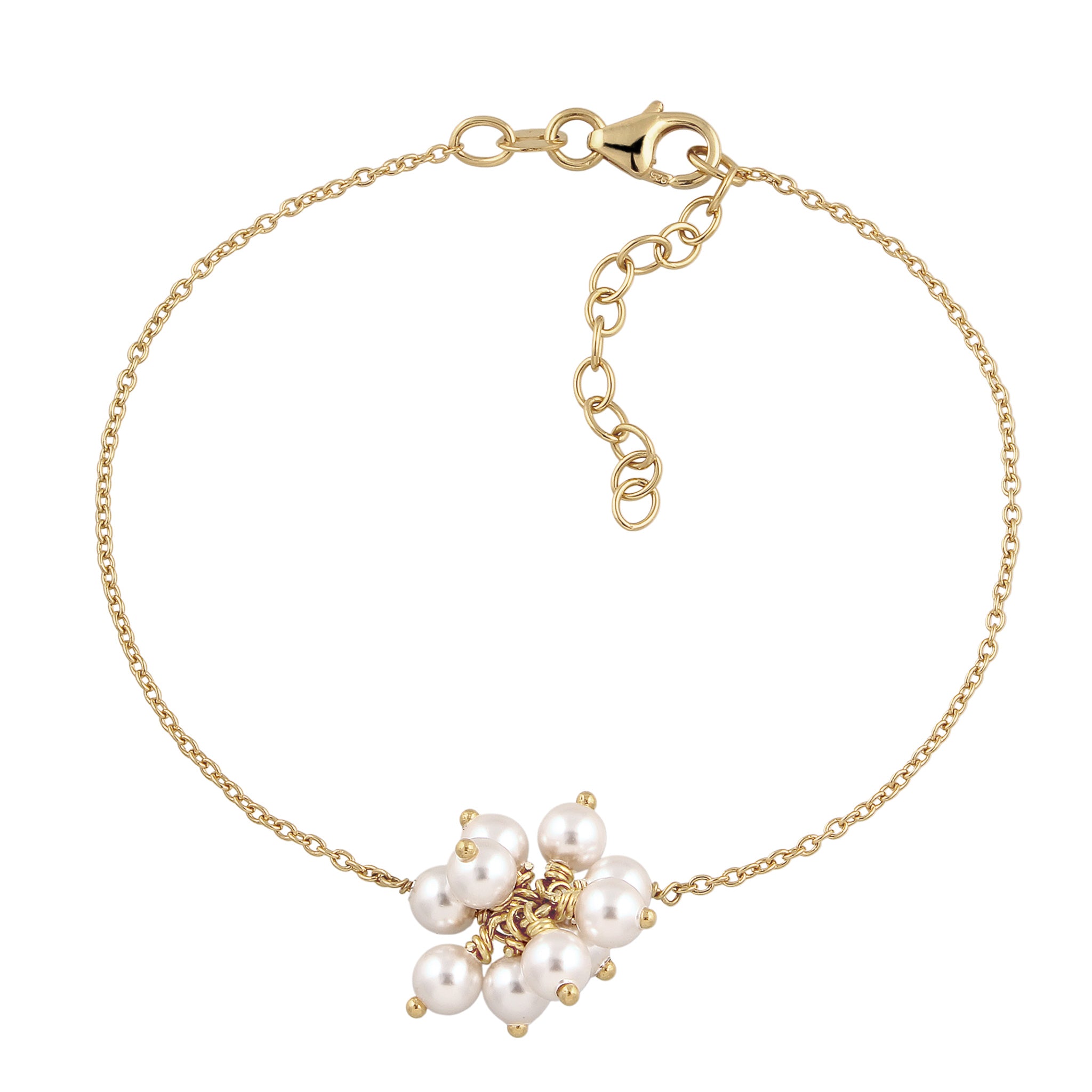 Gold - Elli | Armband | Mit Perlen von Swarovski® (Weiß) | 925 Sterling Silber vergoldet