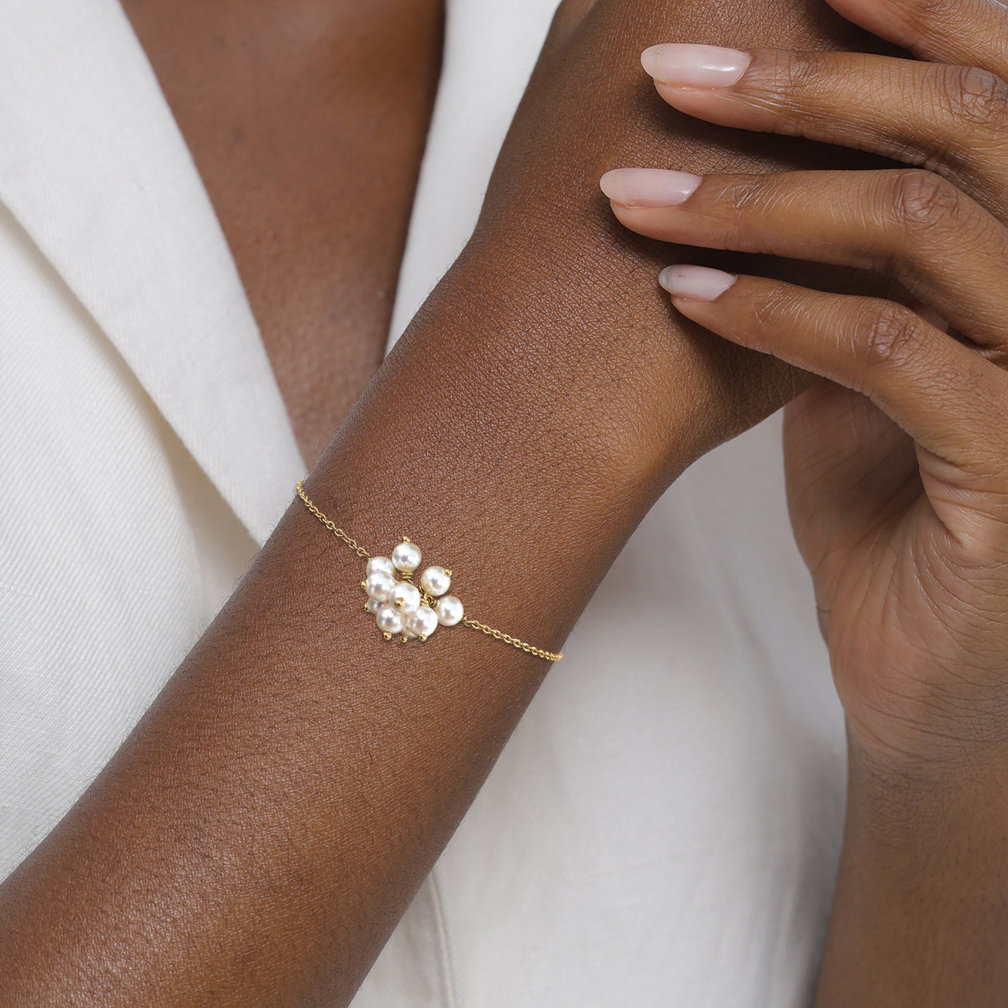 Gold - Elli | Armband | Mit Perlen von Swarovski® (Weiß) | 925 Sterling Silber vergoldet