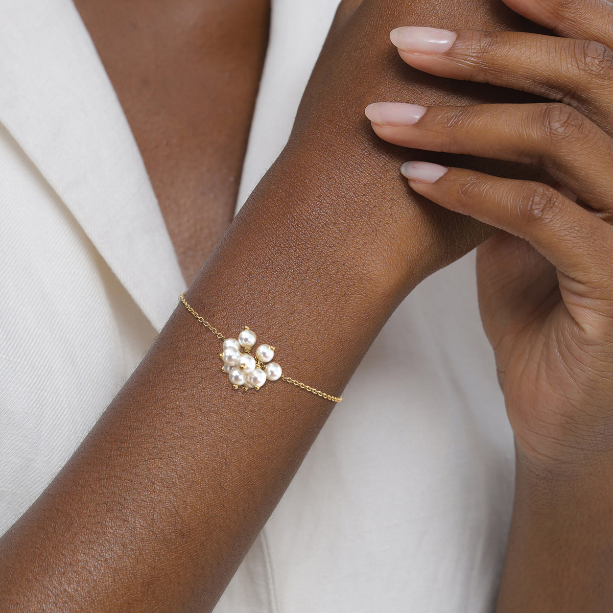 Gold - Elli | Armband | Mit Perlen von Swarovski® (Weiß) | 925 Sterling Silber vergoldet