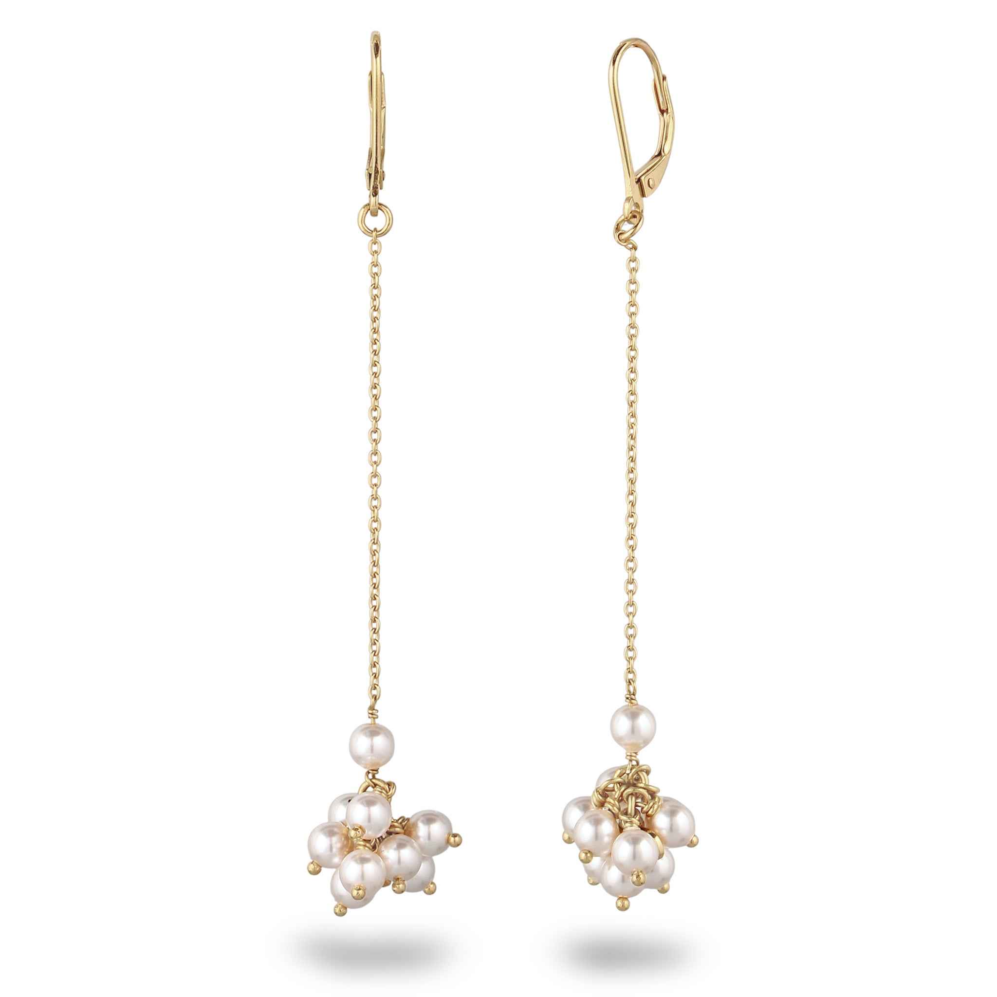 Gold - Elli | Ohrhänger | Mit Perlen von Swarovski® (Weiß) | 925 Sterling Silber vergoldet