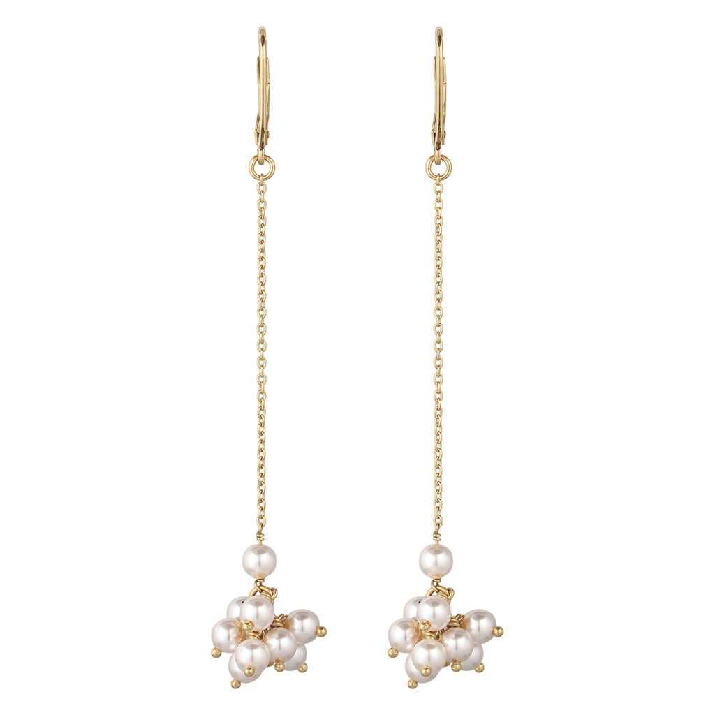 Gold - Elli | Ohrhänger | Mit Perlen von Swarovski® (Weiß) | 925 Sterling Silber vergoldet