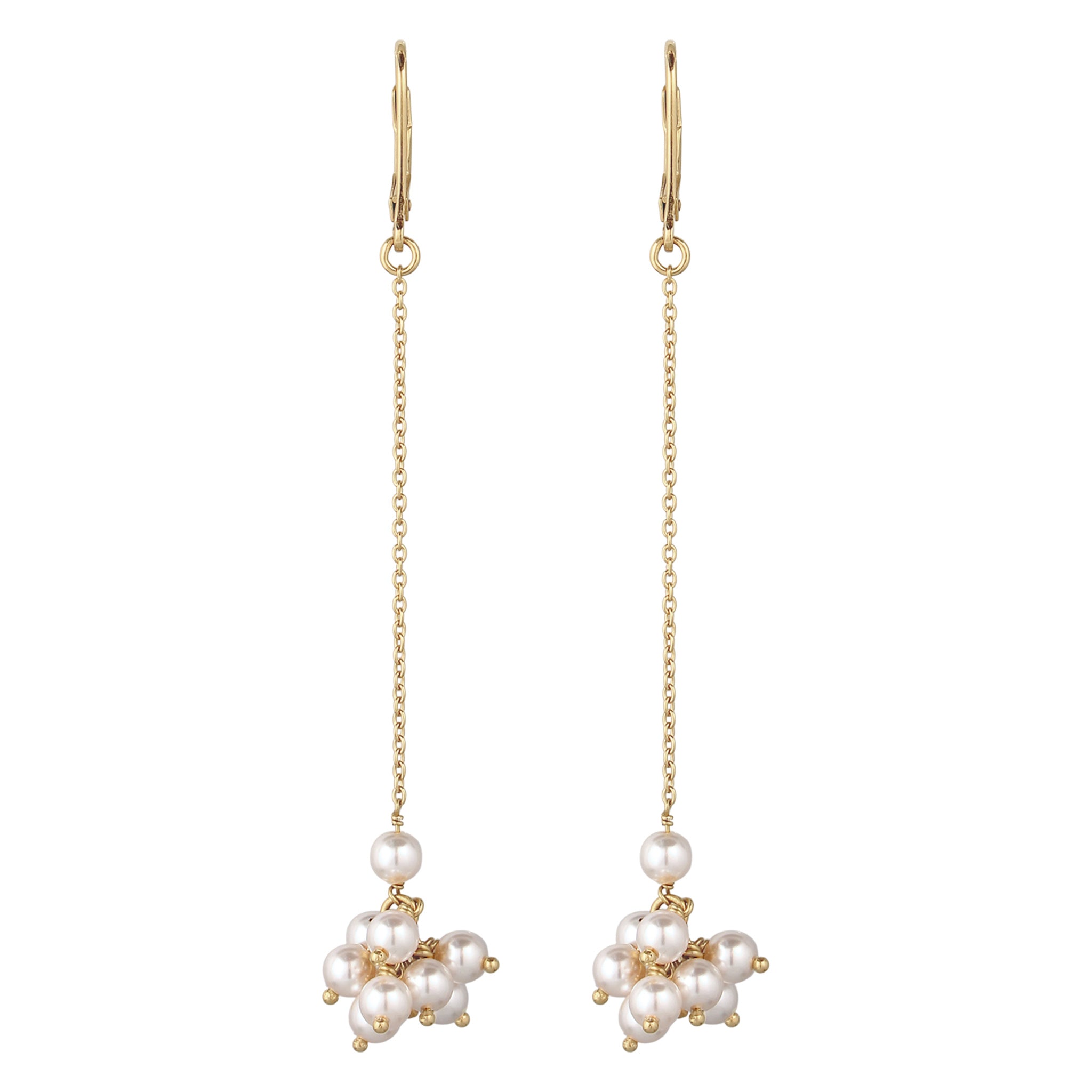 Gold - Elli | Ohrhänger | Mit Perlen von Swarovski® (Weiß) | 925 Sterling Silber vergoldet