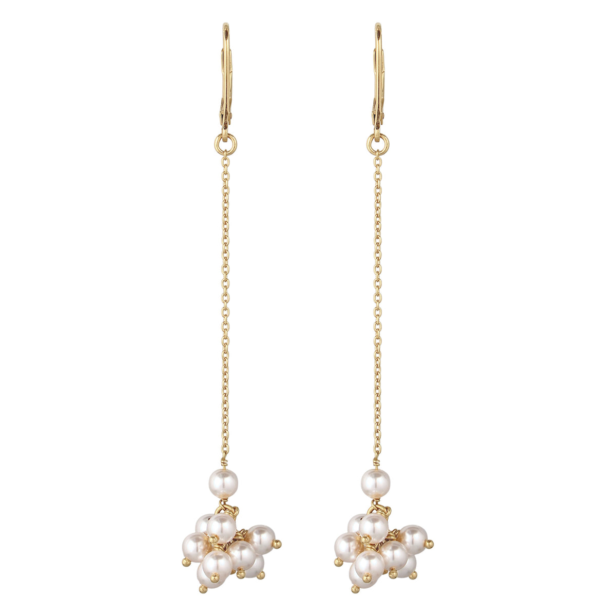 Gold - Elli | Ohrhänger | Mit Perlen von Swarovski® (Weiß) | 925 Sterling Silber vergoldet