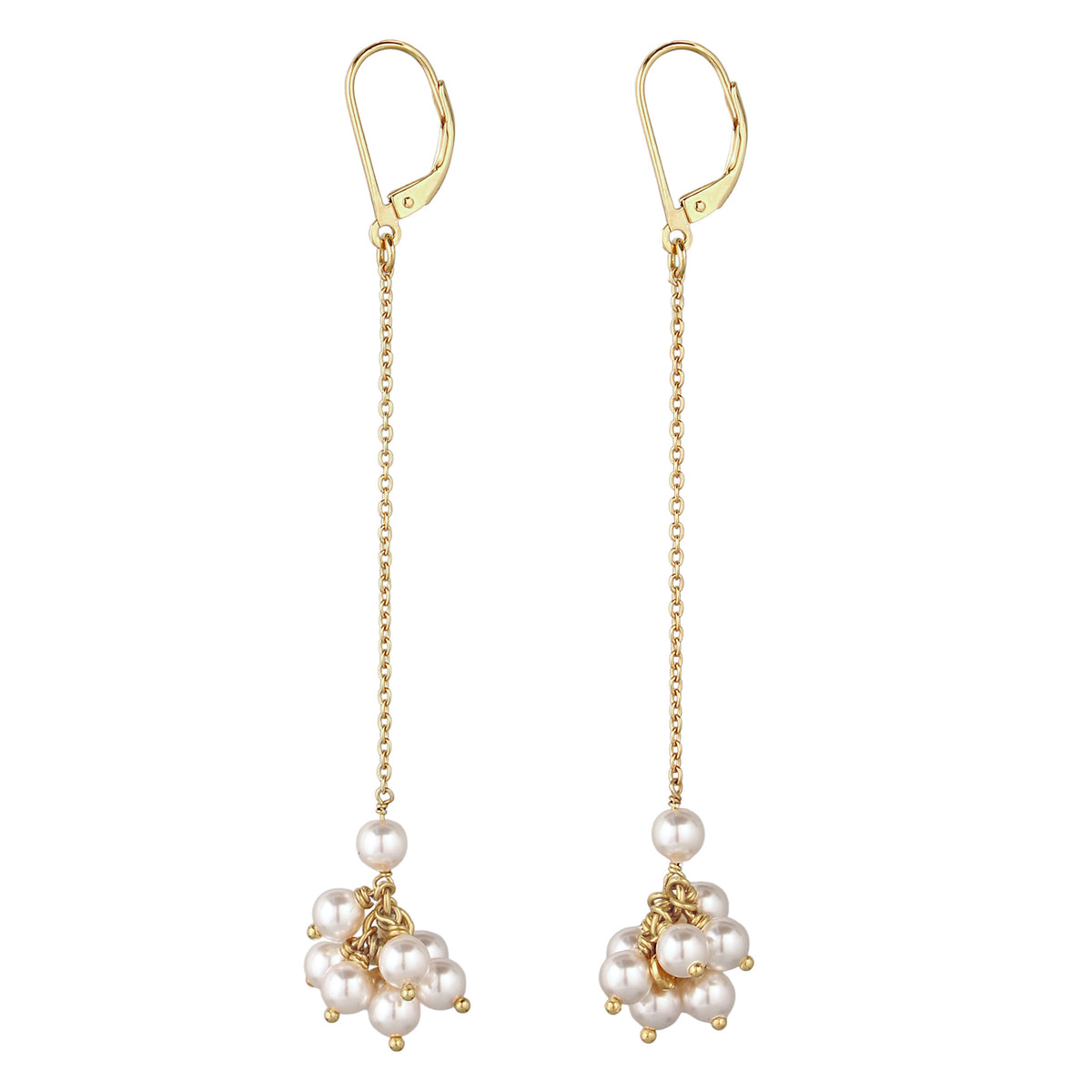 Gold - Elli | Ohrhänger | Mit Perlen von Swarovski® (Weiß) | 925 Sterling Silber vergoldet