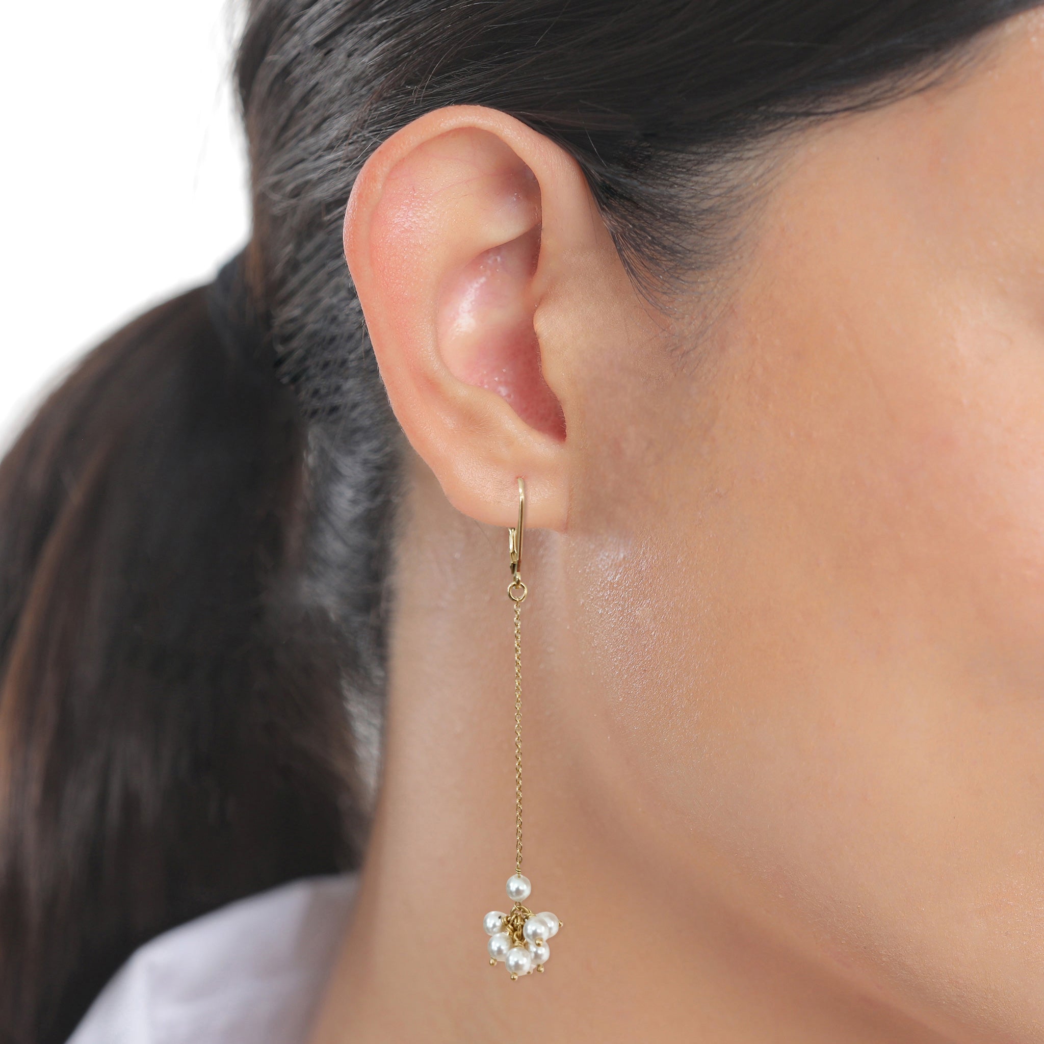 Gold - Elli | Ohrhänger | Mit Perlen von Swarovski® (Weiß) | 925 Sterling Silber vergoldet