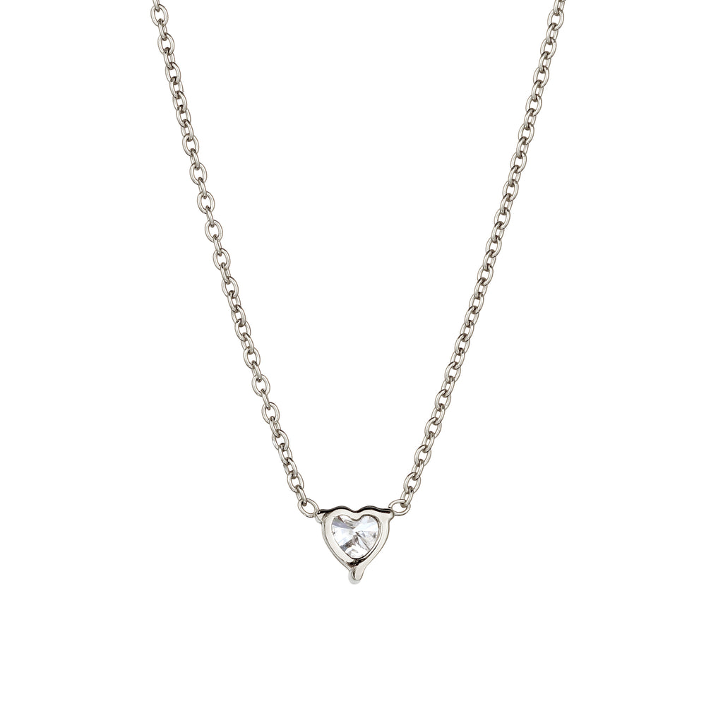 Silber - Elli DIAMONDS | Halskette Herz | Laborgezüchteter Diamant (Weiß, 0.17 ct) | 925 Sterling Silber