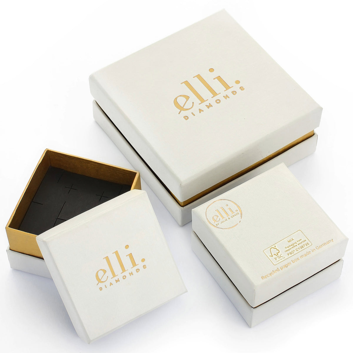 Gold - Elli DIAMONDS | Halskette Herz | Laborgezüchteter Diamant (Weiß, 0.17 ct) | 925 Sterling Silber vergoldet