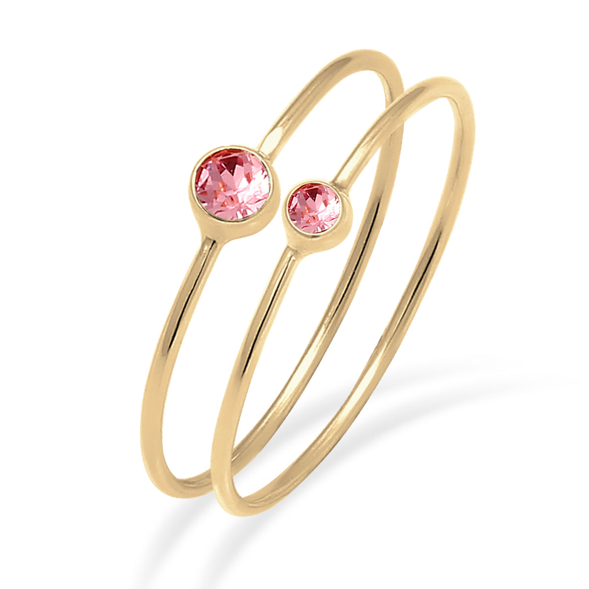 Pink - Elli | Ringset | Mit Kristallen von Swarovski® (Rose) | 925 Sterling Silber vergoldet