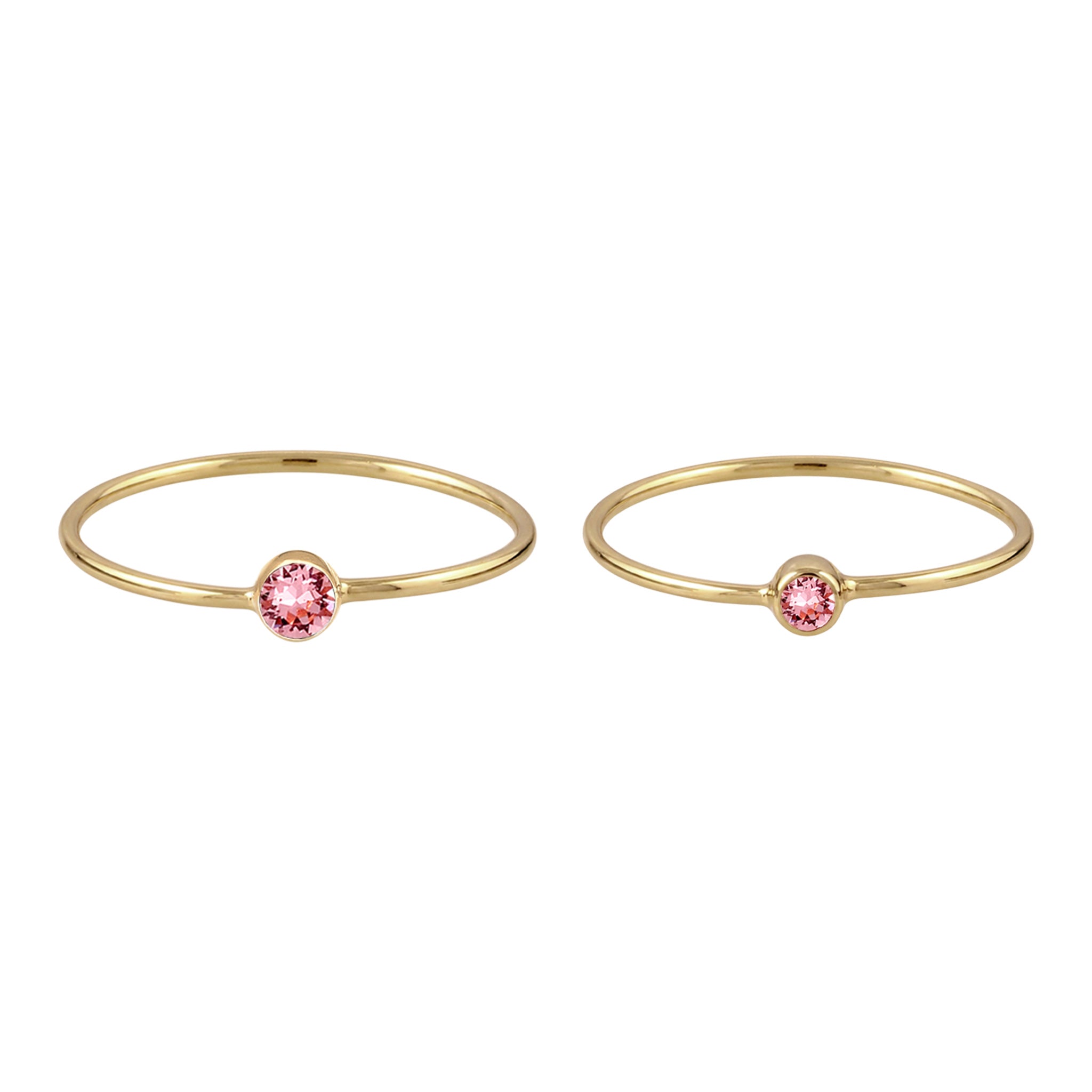 Pink - Elli | Ringset | Mit Kristallen von Swarovski® (Rose) | 925 Sterling Silber vergoldet