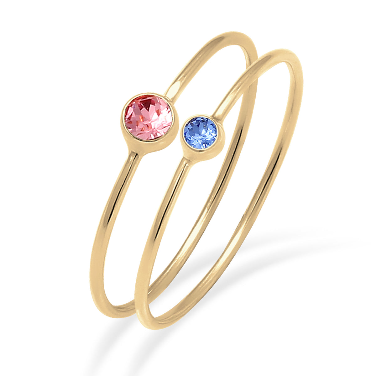 Blau - Elli | Ringset | Mit Kristallen von Swarovski® (Rose & Blau) | 925 Sterling Silber vergoldet