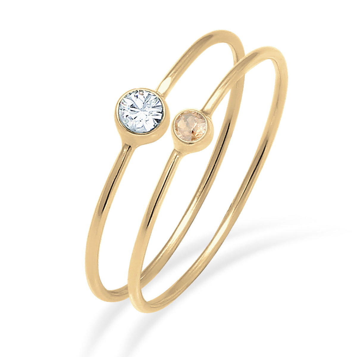 Gold - Elli | Ringset | Mit Kristallen von Swarovski® (Gold & Weiß) | 925 Sterling Silber vergoldet