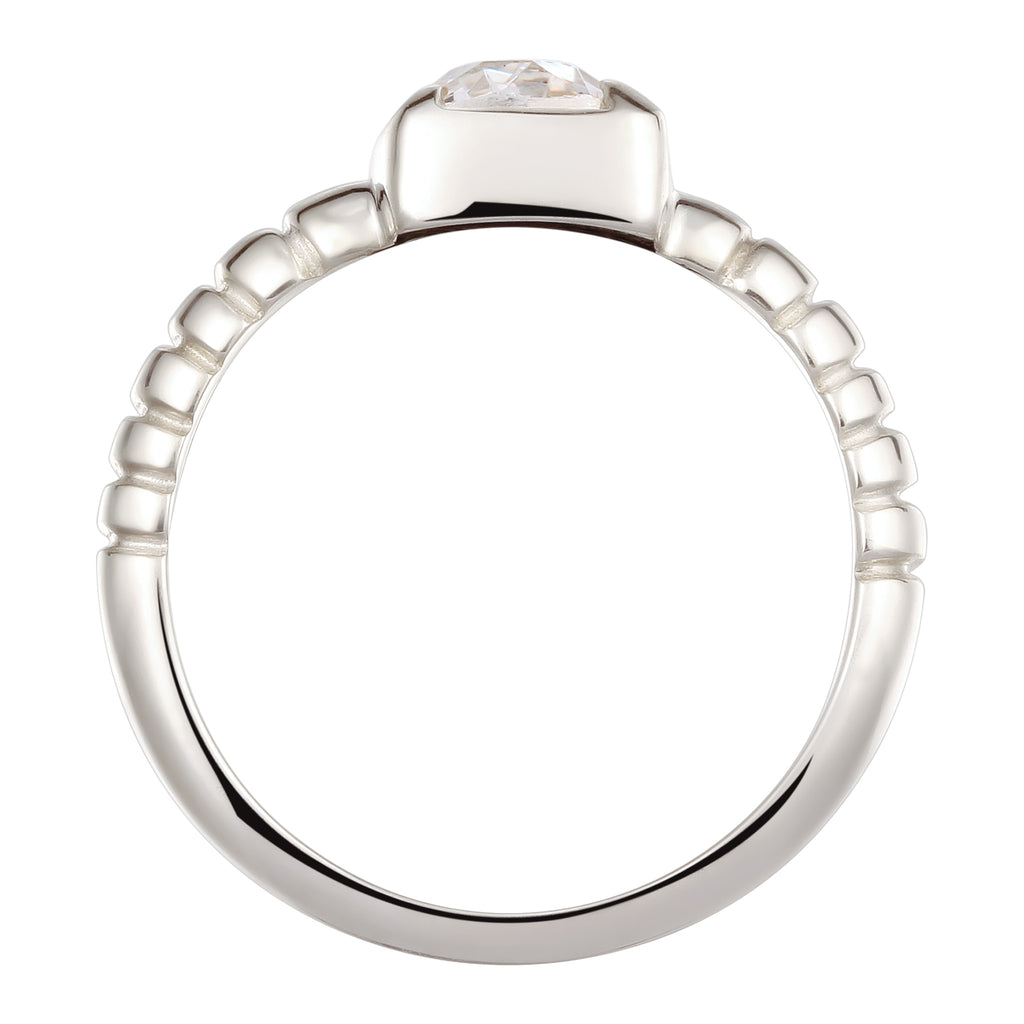 Silber - Elli | Solitär-Ring | Swarovski Kristalle (Weiß) | 925 Sterling Silber
