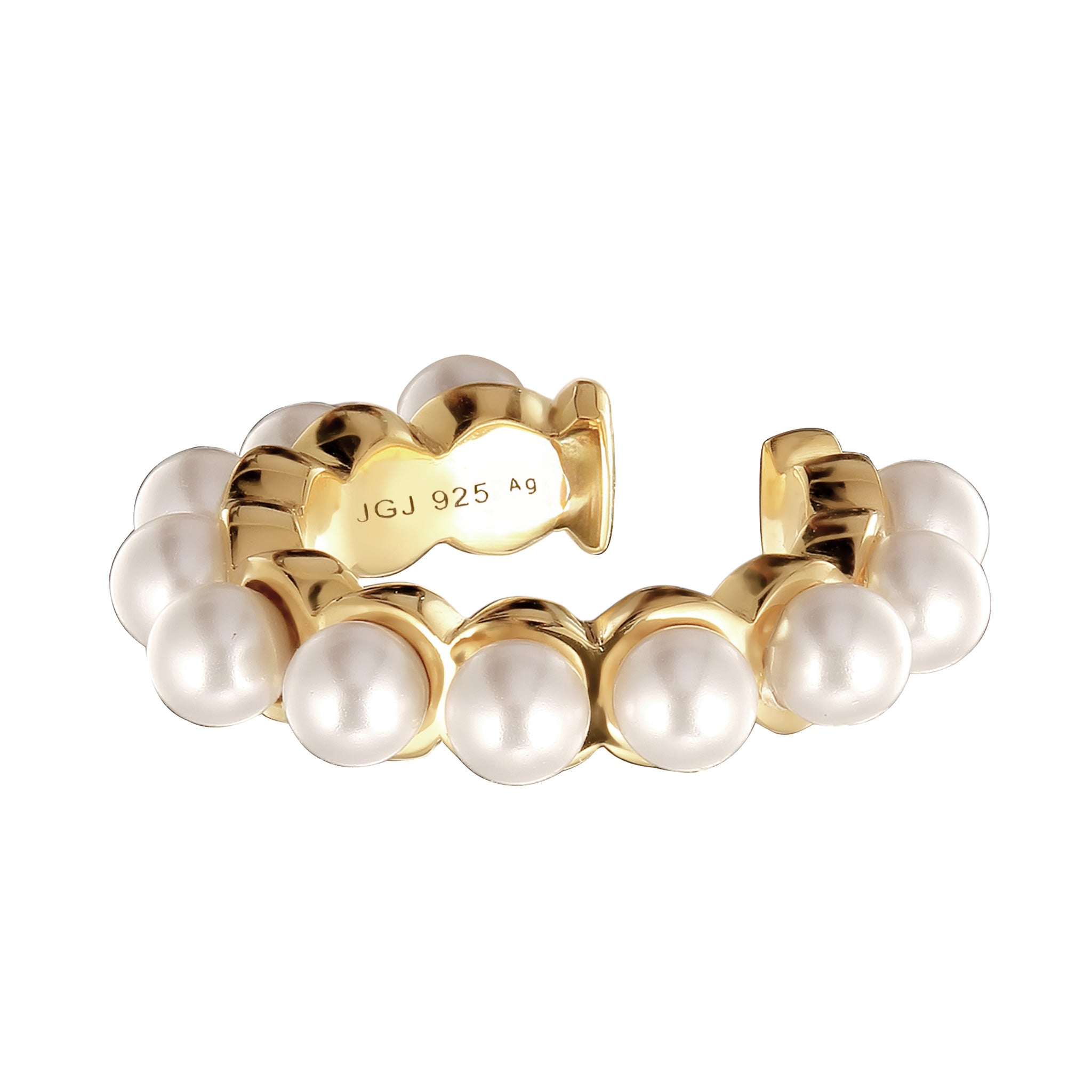 Gold - Elli | Earcuff | Mit Perlen von Swarovski® (Weiß) | 925 Sterling Silber vergoldet