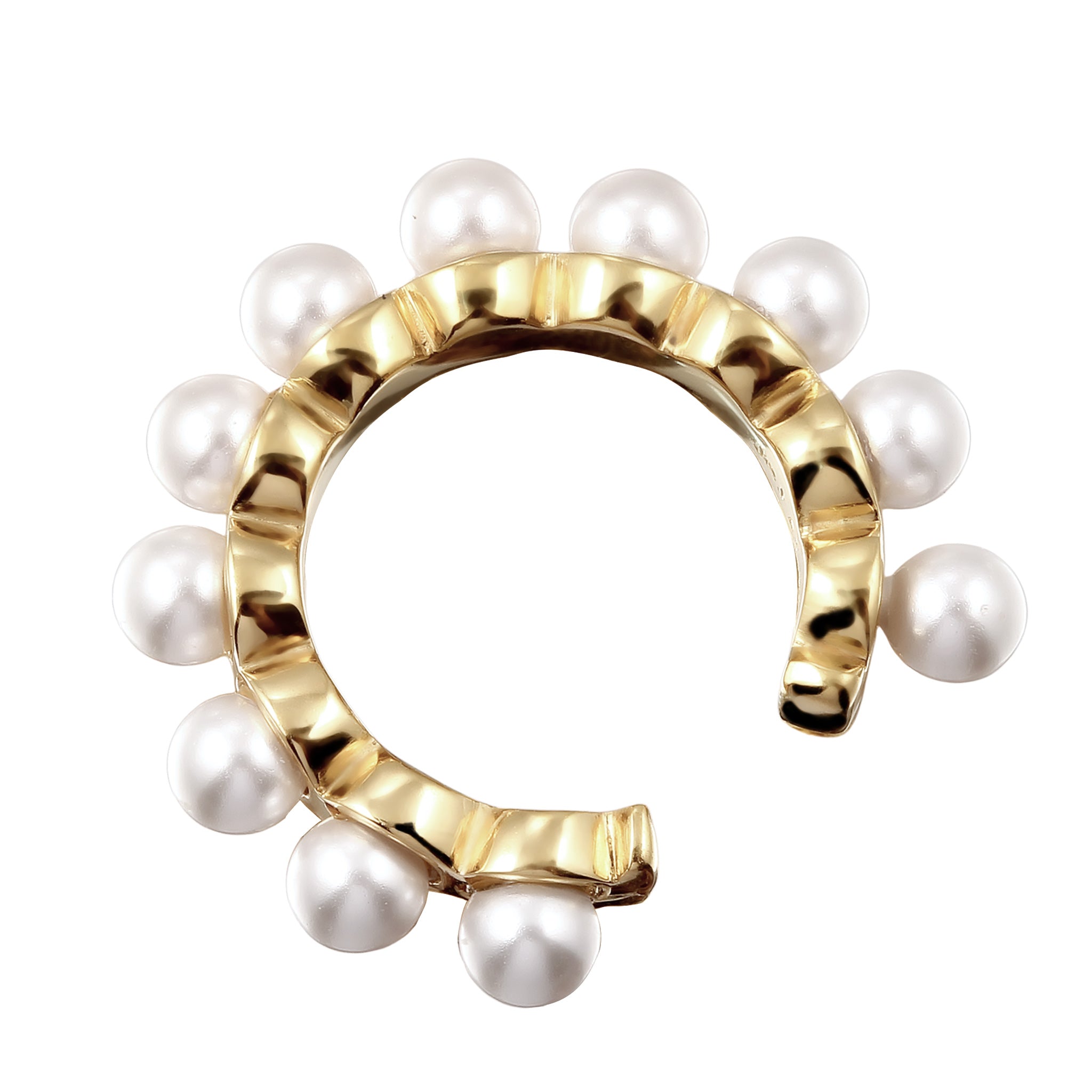 Gold - Elli | Earcuff | Mit Perlen von Swarovski® (Weiß) | 925 Sterling Silber vergoldet