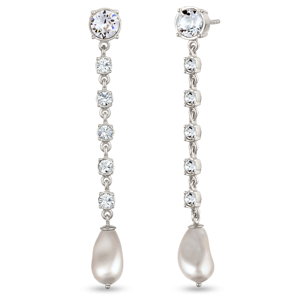 Silber - Elli | Ohrstecker | Mit Perlen & Kristallen von Swarovski® (Weiß) | 925 Sterling Silber
