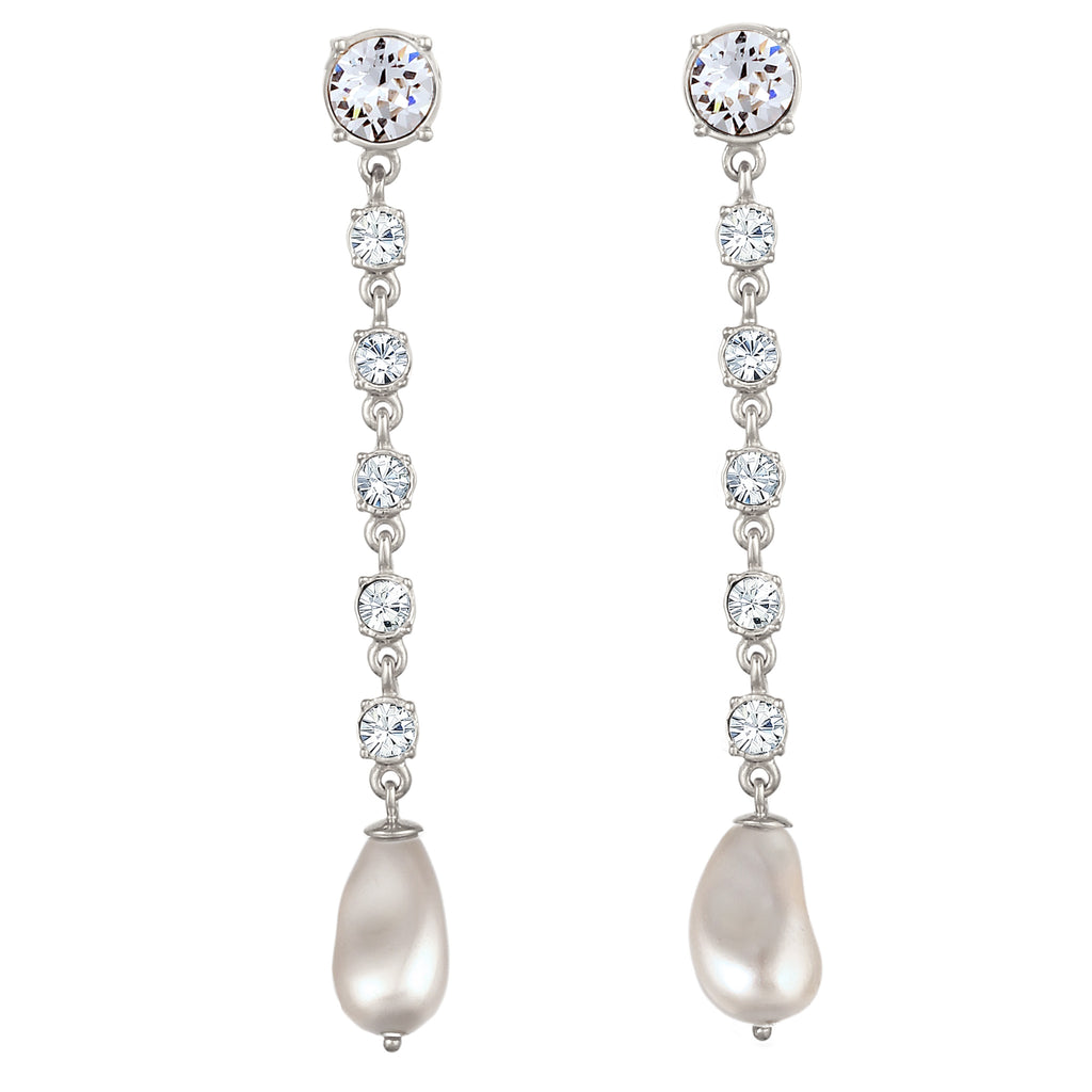Silber - Elli | Ohrstecker | Mit Perlen & Kristallen von Swarovski® (Weiß) | 925 Sterling Silber