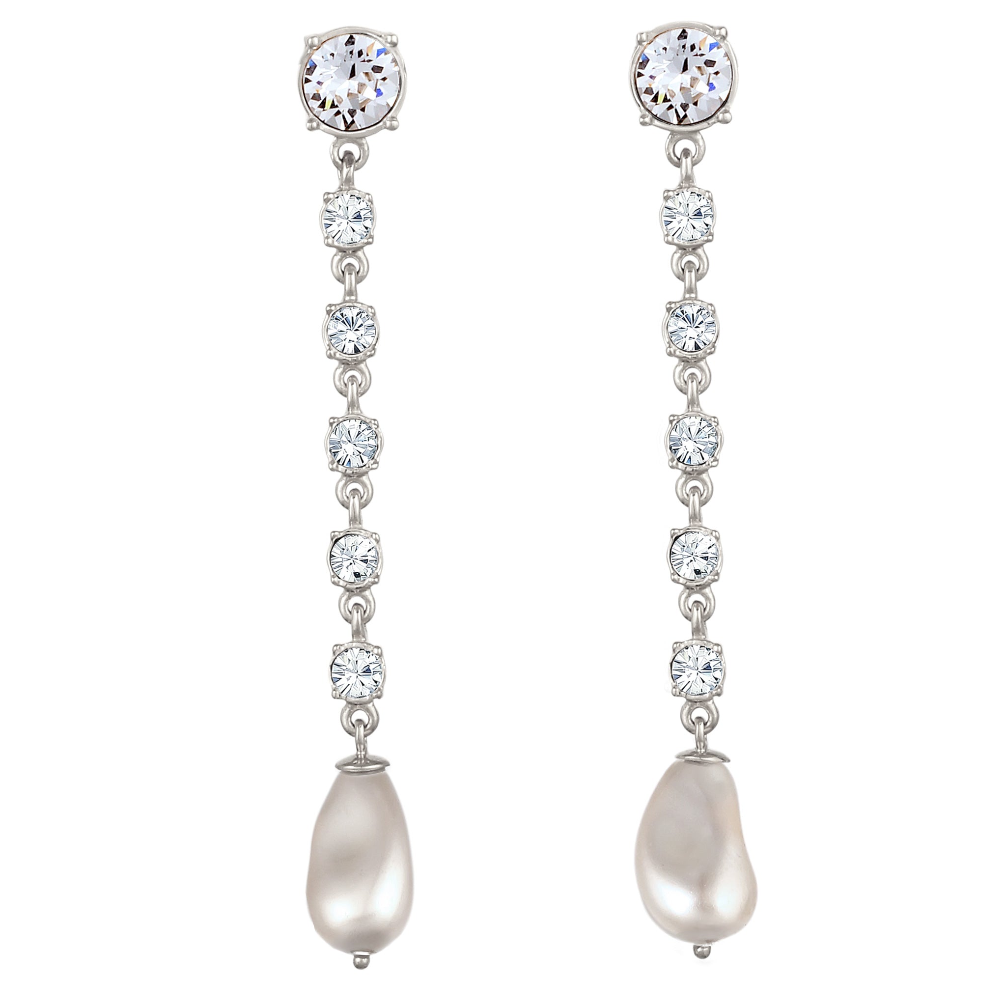 Silber - Elli | Ohrstecker | Mit Perlen & Kristallen von Swarovski® (Weiß) | 925 Sterling Silber