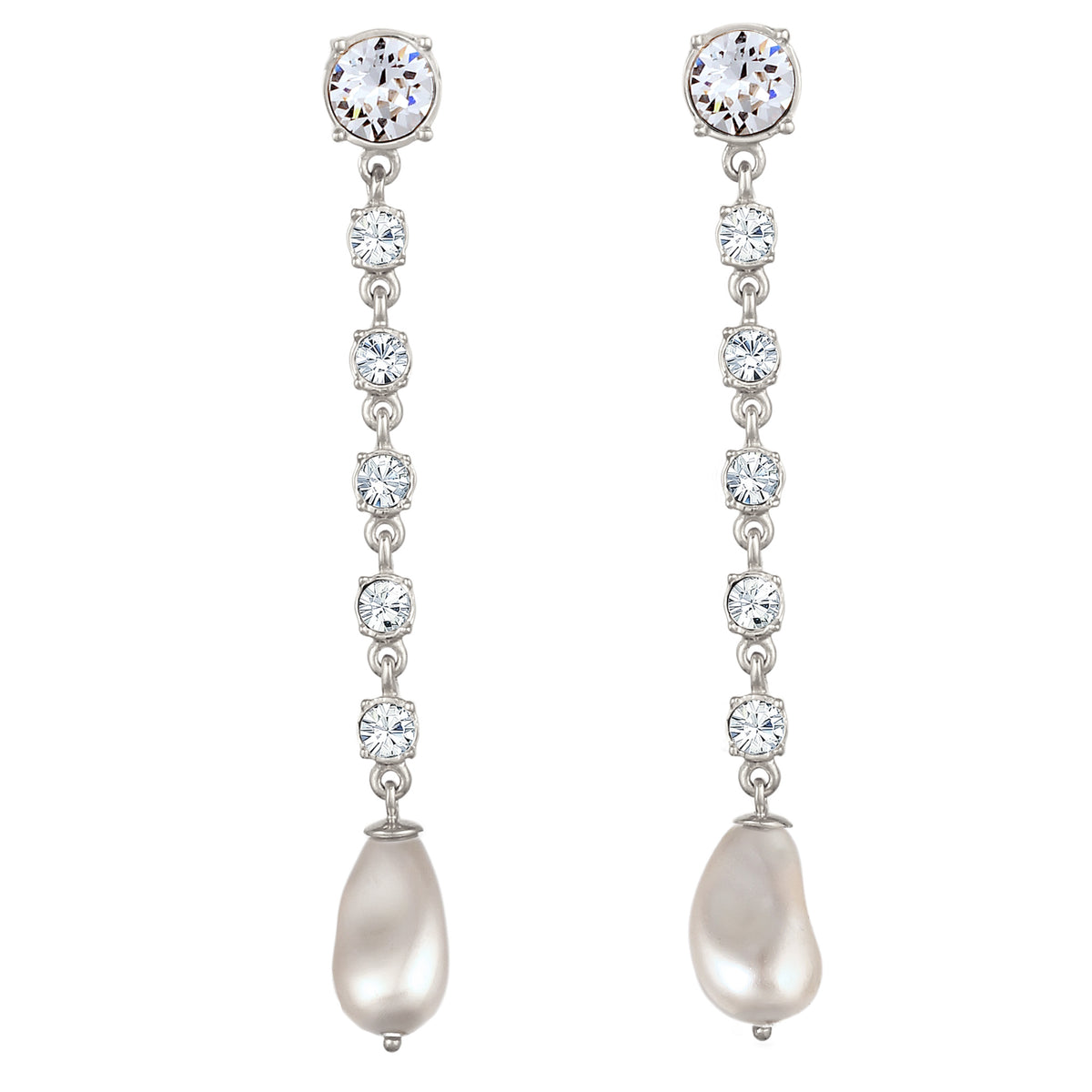 Silber - Elli | Ohrstecker | Mit Perlen & Kristallen von Swarovski® (Weiß) | 925 Sterling Silber
