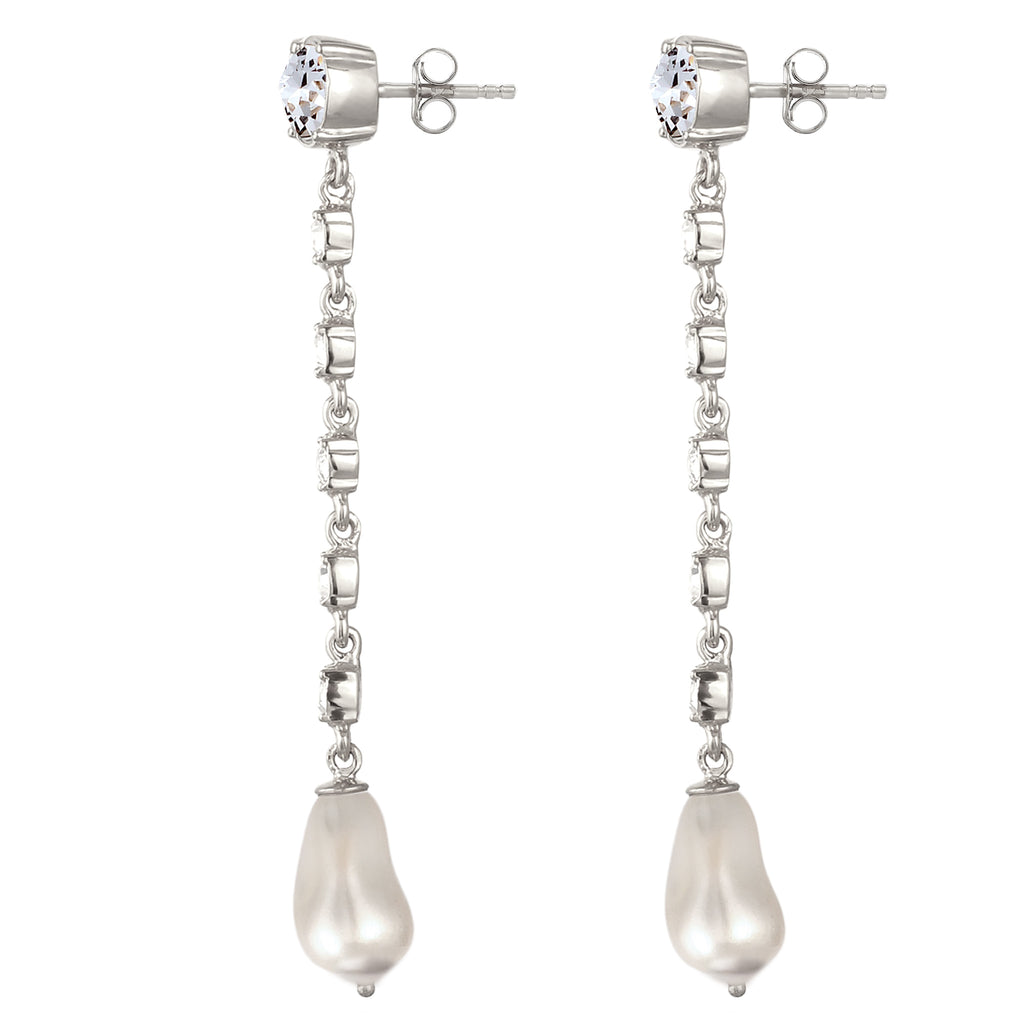 Silber - Elli | Ohrstecker | Mit Perlen & Kristallen von Swarovski® (Weiß) | 925 Sterling Silber