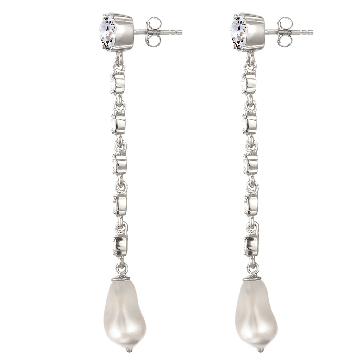 Silber - Elli | Ohrstecker | Mit Perlen & Kristallen von Swarovski® (Weiß) | 925 Sterling Silber