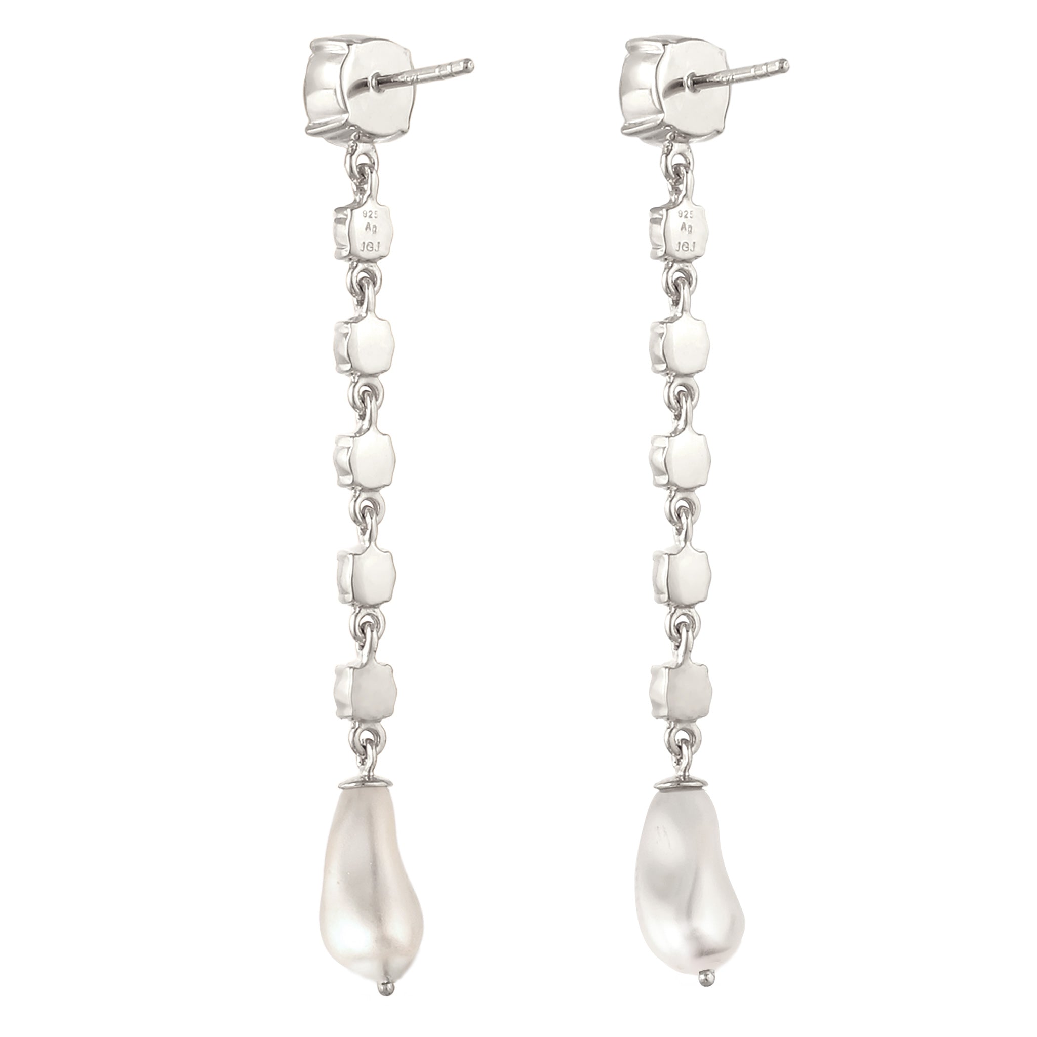 Silber - Elli | Ohrstecker | Mit Perlen & Kristallen von Swarovski® (Weiß) | 925 Sterling Silber