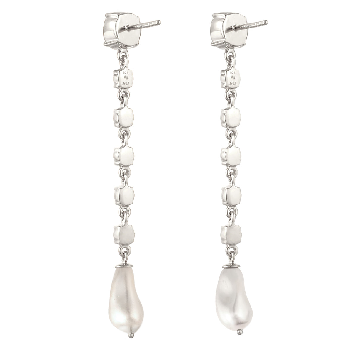 Silber - Elli | Ohrstecker | Mit Perlen & Kristallen von Swarovski® (Weiß) | 925 Sterling Silber
