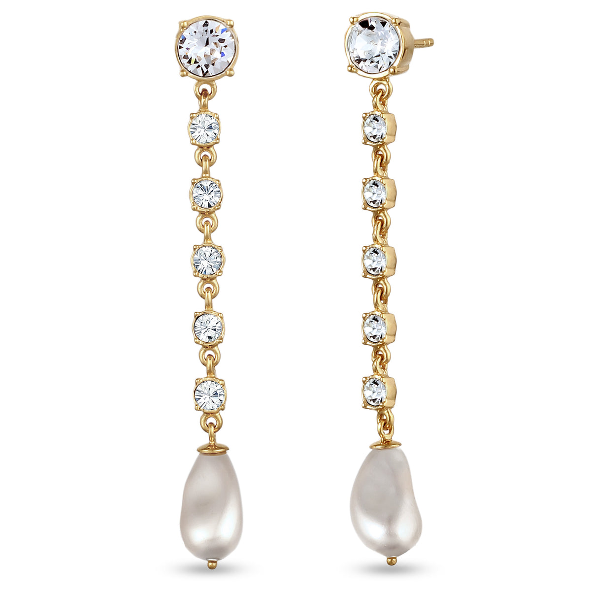 Gold - Elli | Ohrstecker | Mit Perlen und Kristallen von Swarovski® (Weiß) | 925 Sterling Silber vergoldet