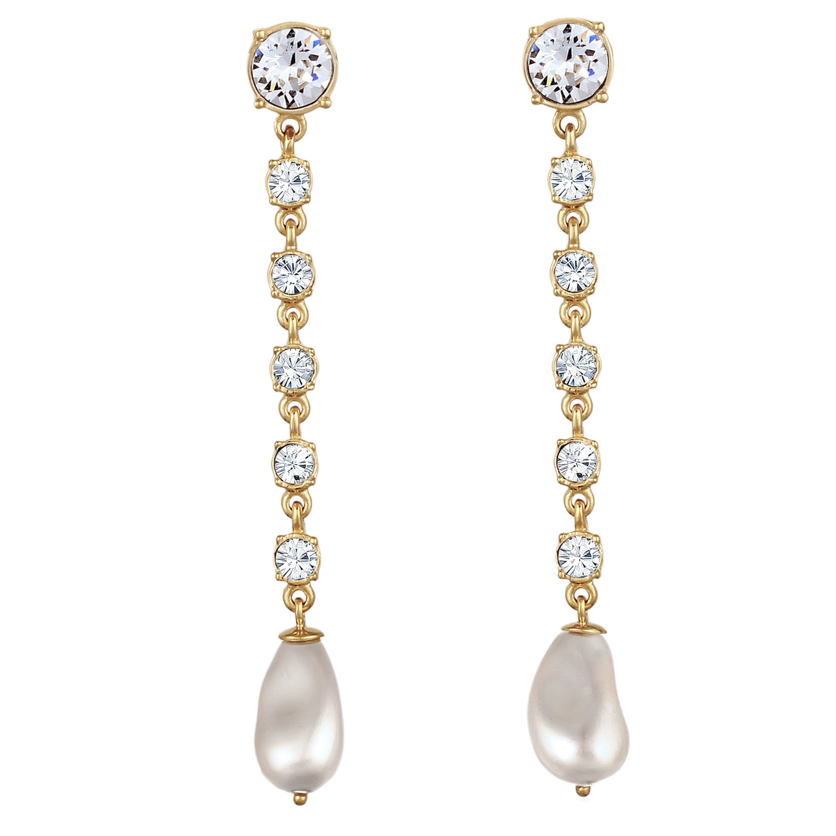Gold - Elli | Ohrstecker | Mit Perlen und Kristallen von Swarovski® (Weiß) | 925 Sterling Silber vergoldet