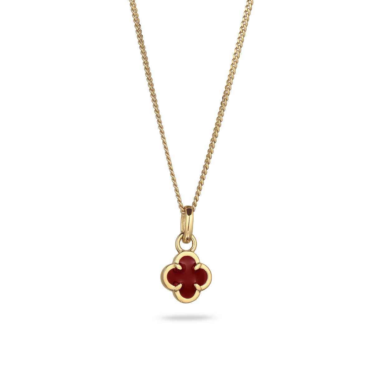 Rot - Elli | Halskette Kleeblatt Anhänger | Emaille (Rot) | 925 Sterling Silber vergoldet