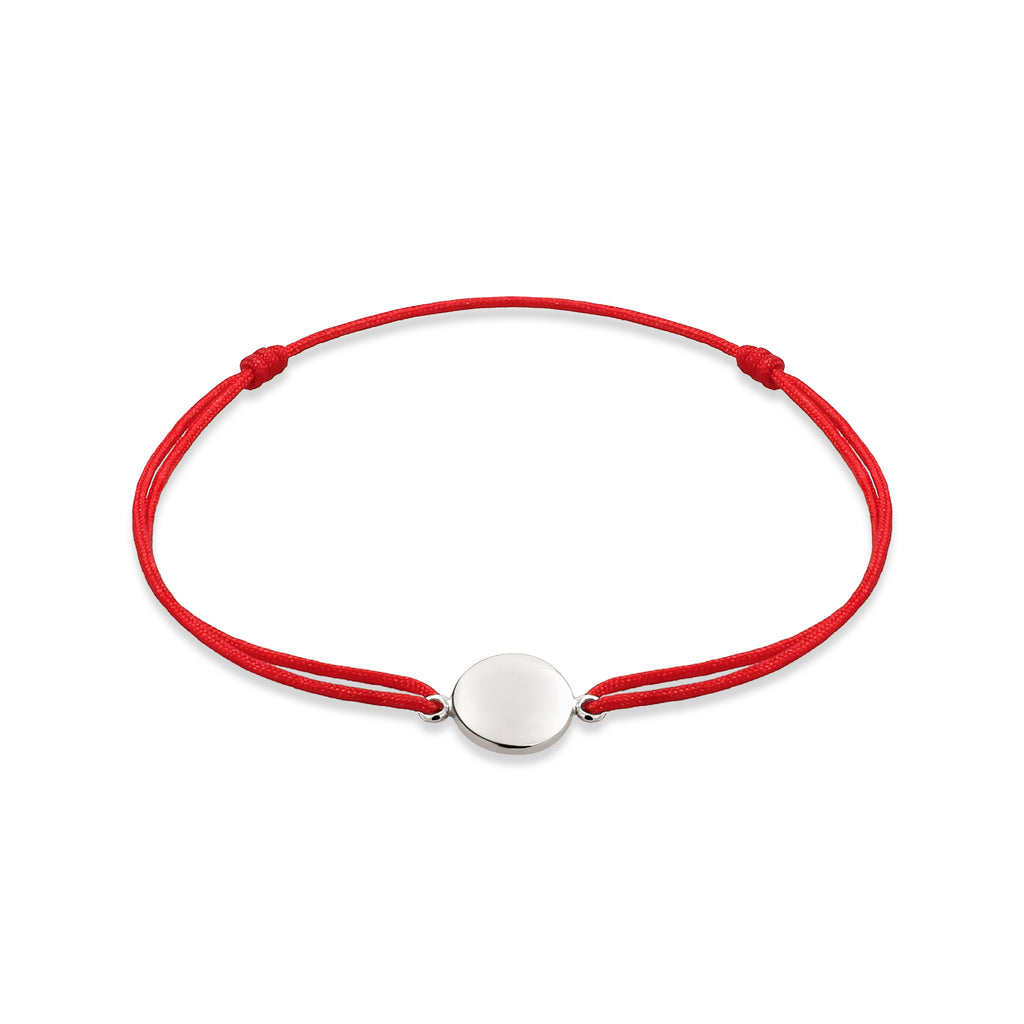 Silber - Elli | Armband Plättchen | Nylon (Rot) | 925 Sterling Silber
