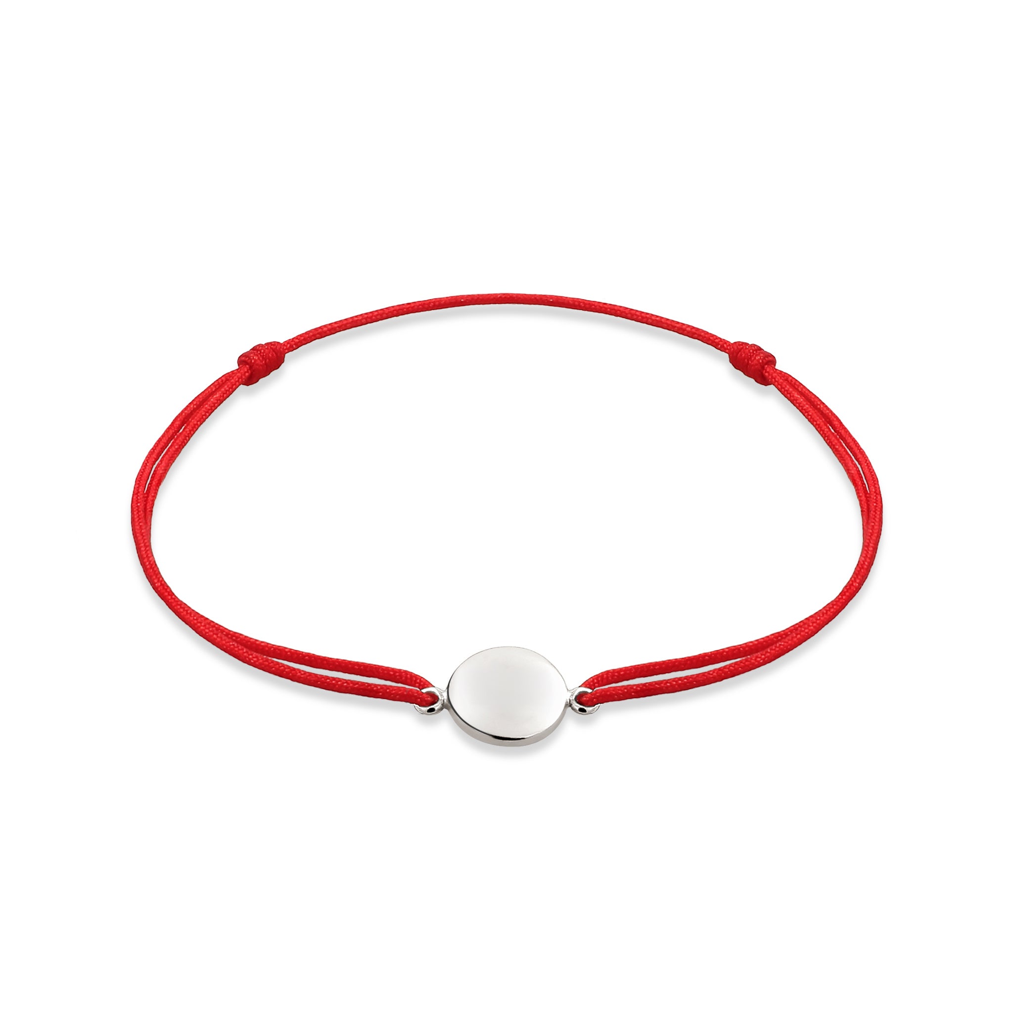 Silber - Elli | Armband Plättchen | Nylon (Rot) | 925 Sterling Silber