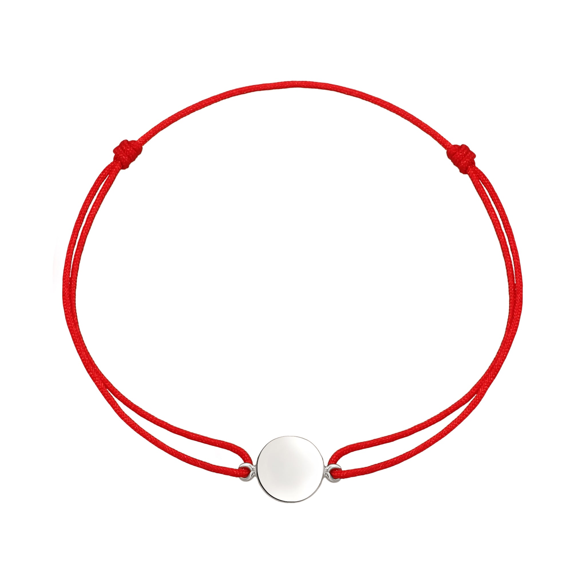 Silber - Elli | Armband Plättchen | Nylon (Rot) | 925 Sterling Silber