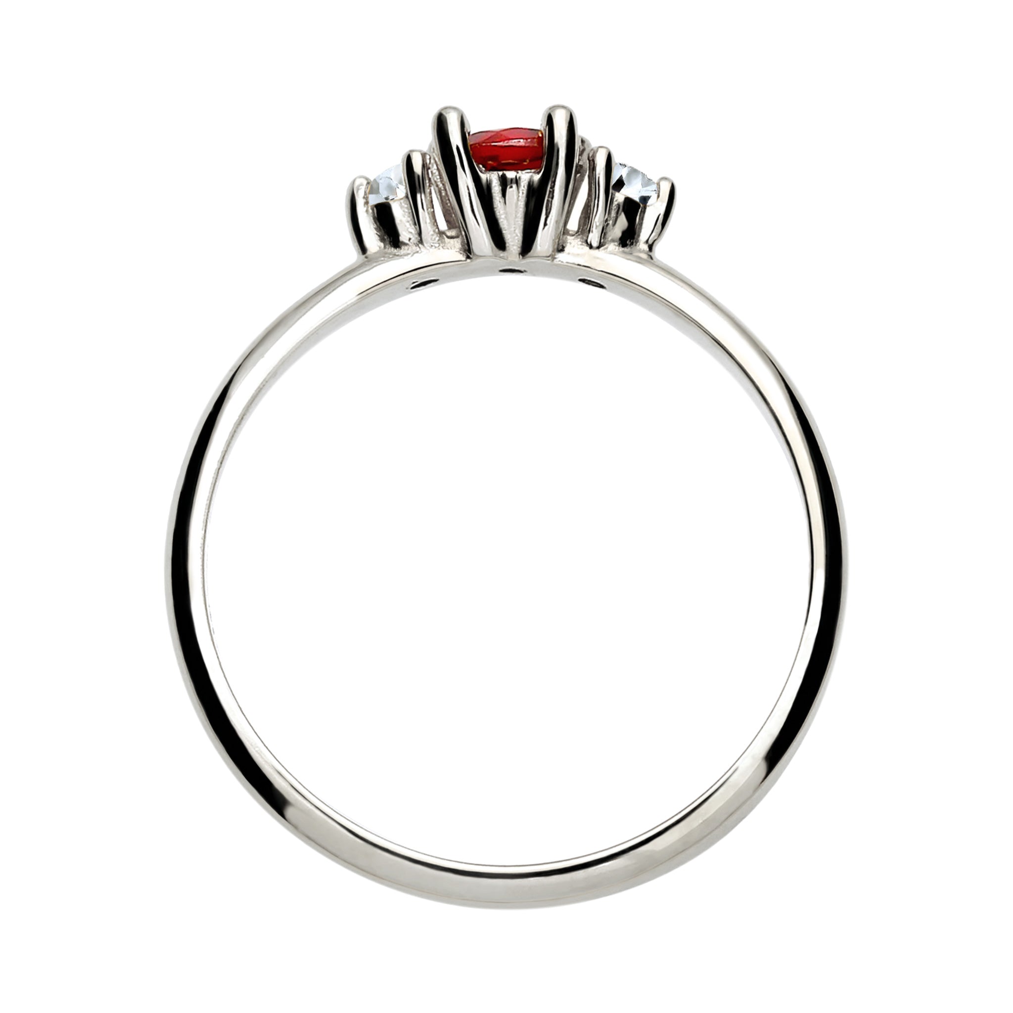 Silber - Elli PREMIUM | Verlobungsring | Topas & Granat (Weiß & Dunkelrot) | 925 Sterling Silber