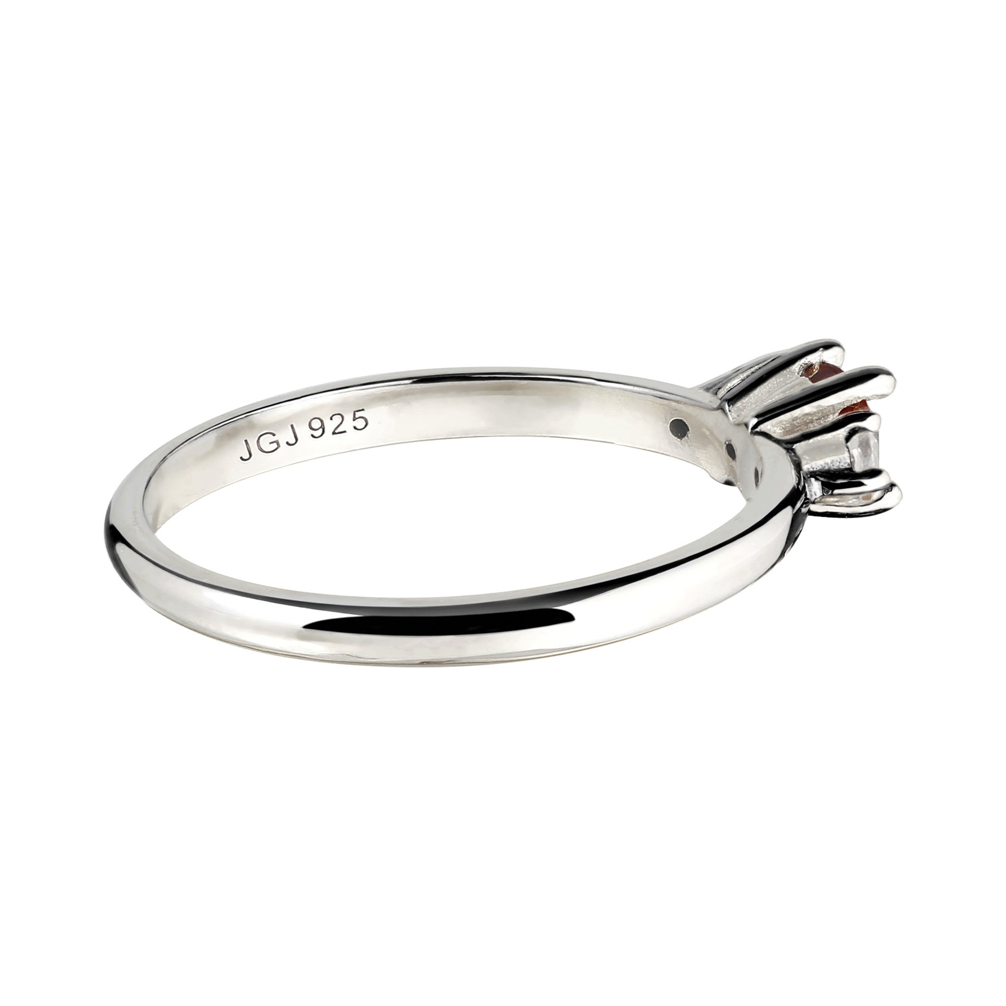 Silber - Elli PREMIUM | Verlobungsring | Topas & Granat (Weiß & Dunkelrot) | 925 Sterling Silber