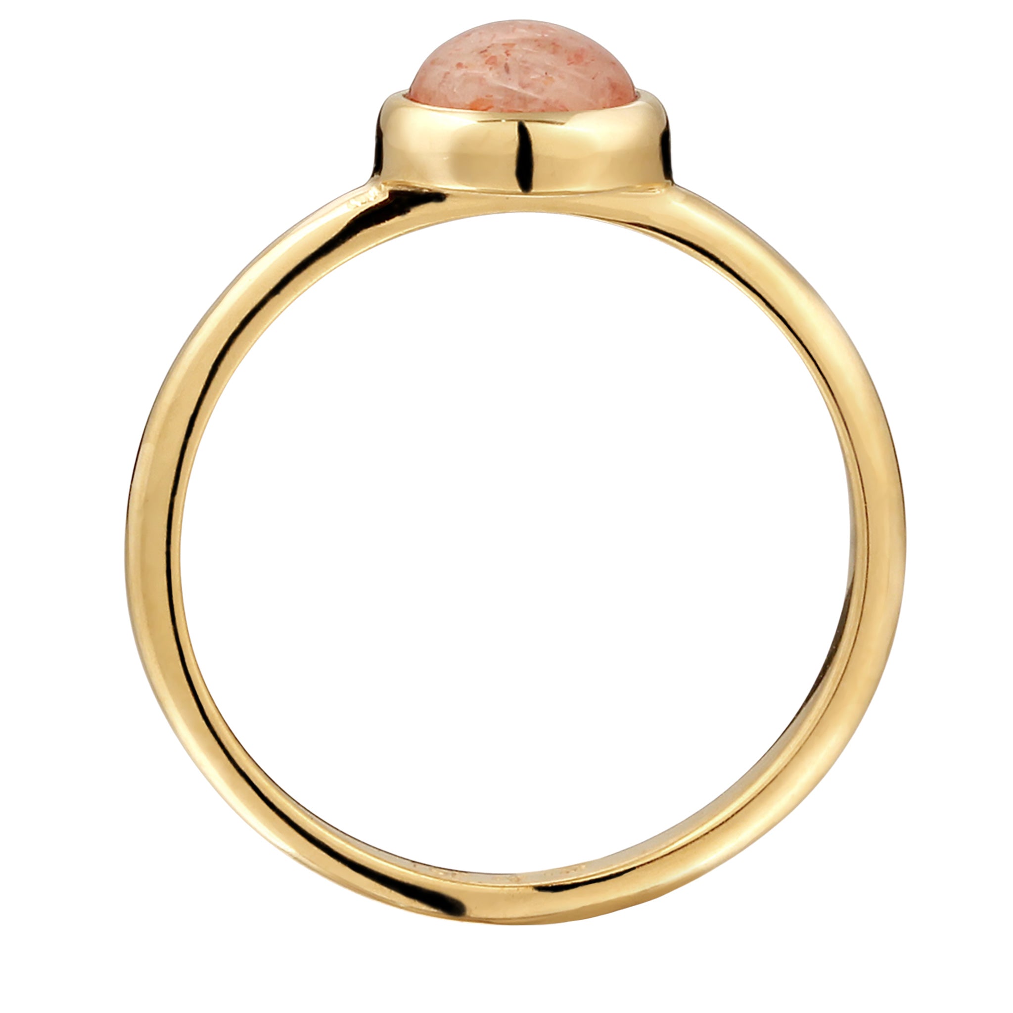 Gold - Elli PREMIUM | Solitär-Ring | Feldspat (Orange) | 925 Sterling Silber vergoldet