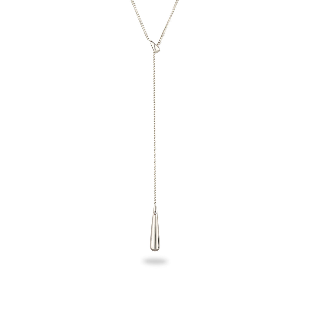 Silber - Elli | Y-Halskette Tropfen | Mit Kristall von Swarovski® (Weiß) | 925 Sterling Silber